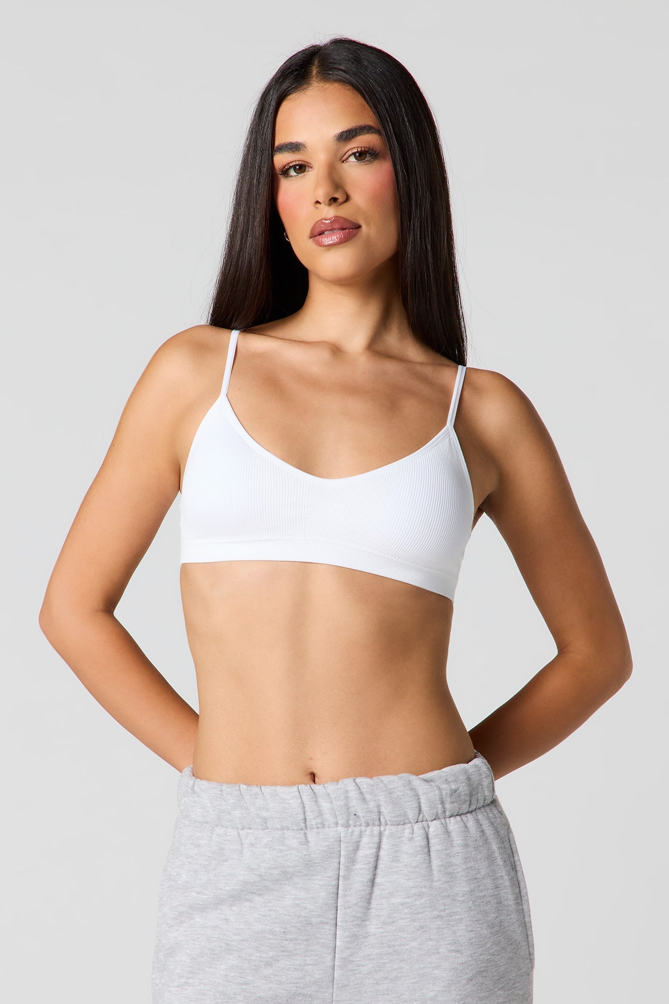 Seamless Ribbed Bralette with Built-In Cups