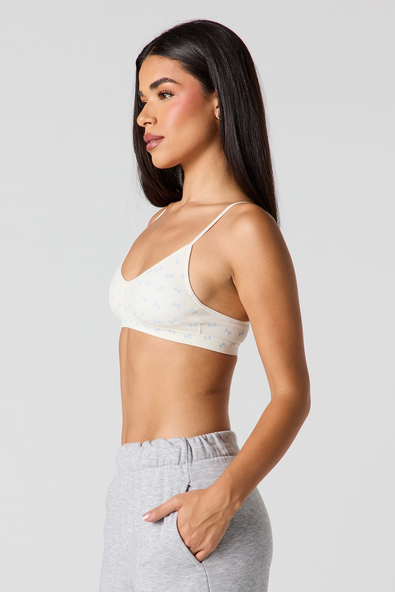 Seamless Ribbed Bralette with Built-In Cups