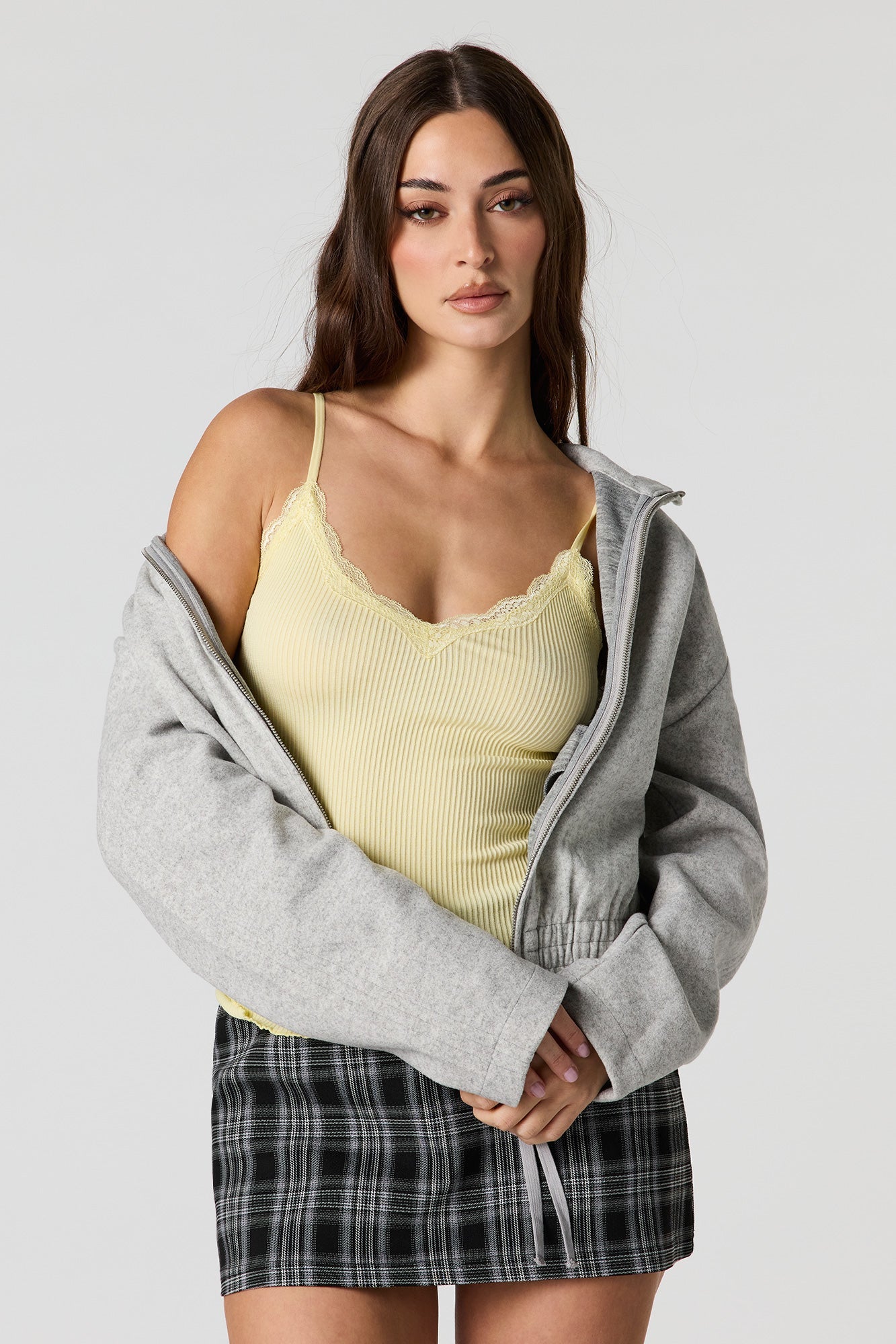 Seamless Ribbed Lace Trim Cami