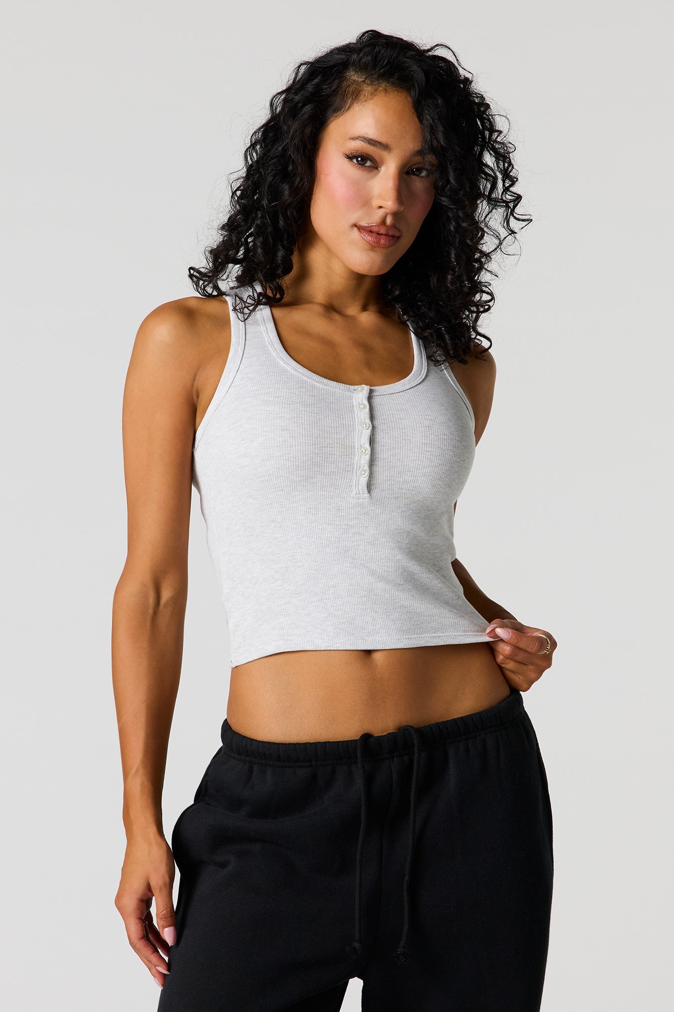 Ribbed Henley Tank