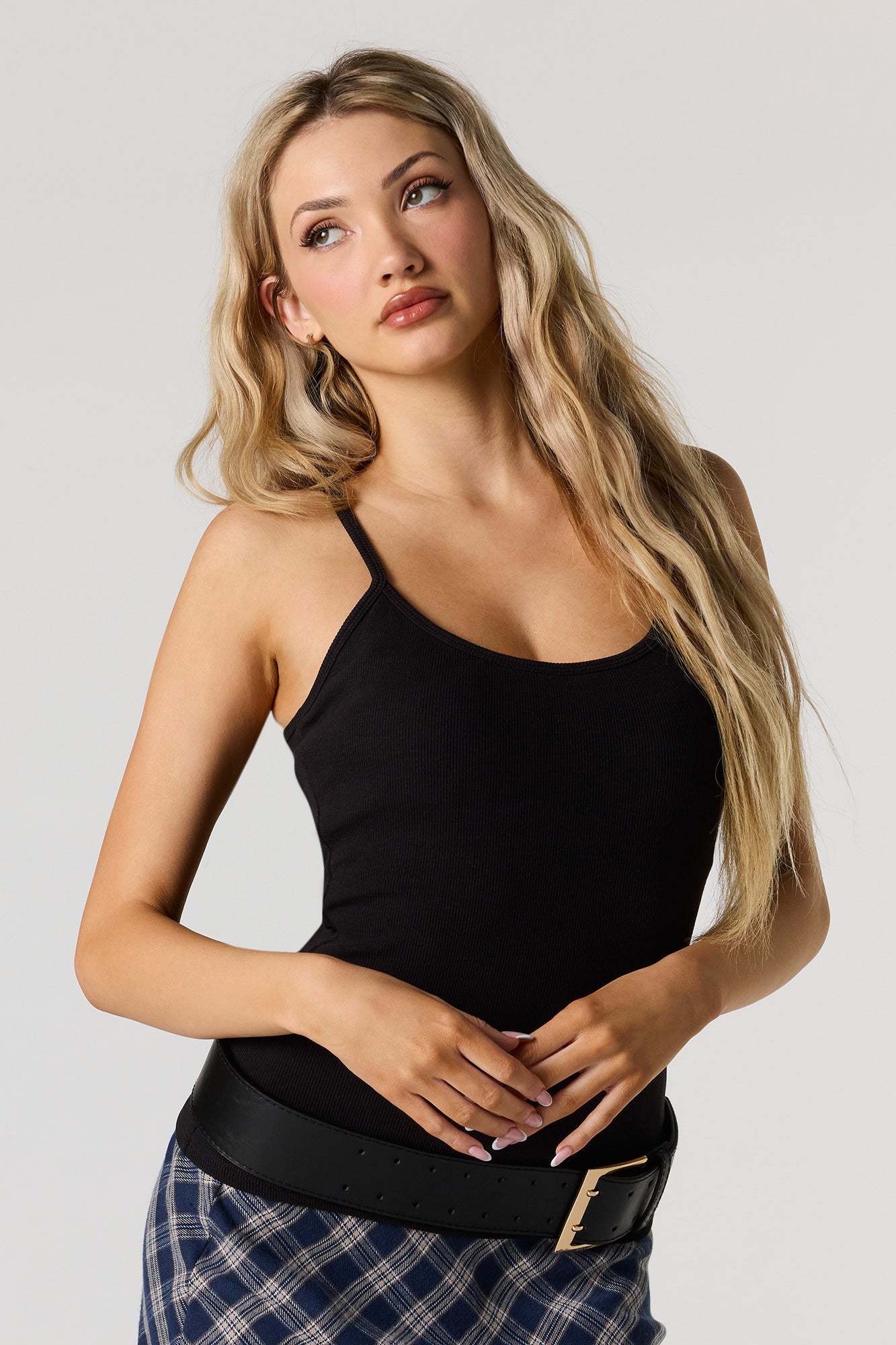 Braless Ribbed Scoop Neck Tank