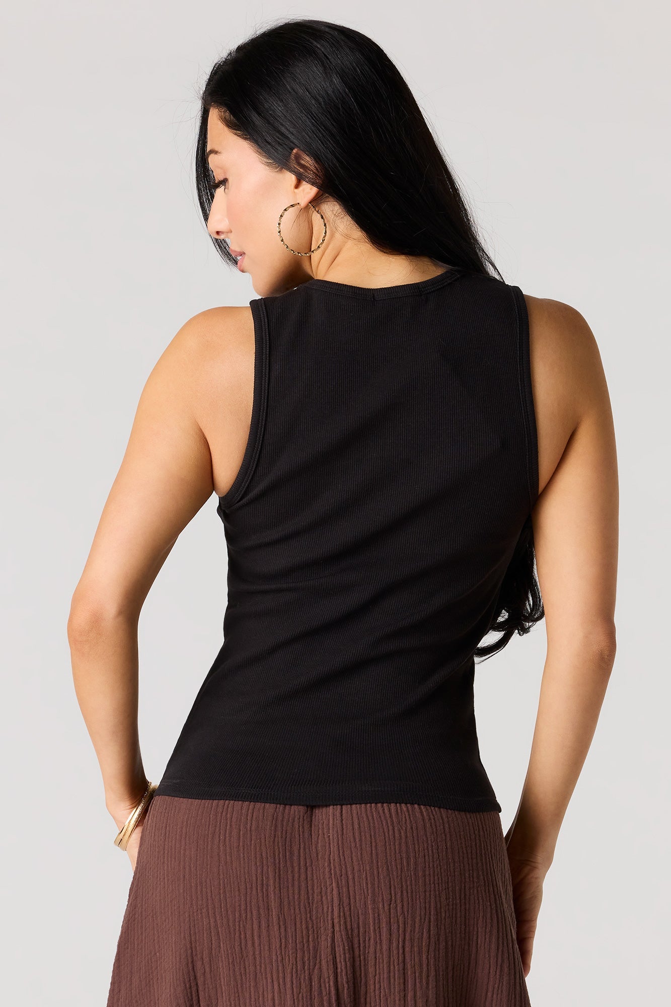 Ribbed High Neck Tank