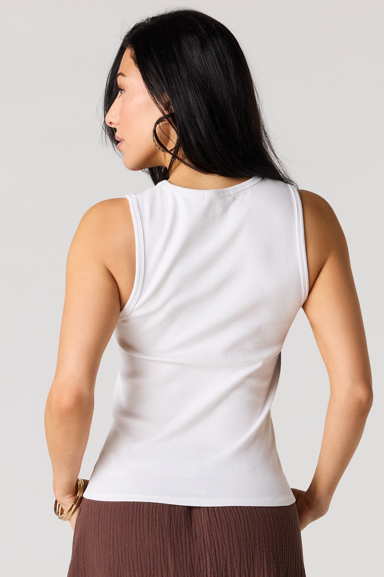 Ribbed High Neck Tank