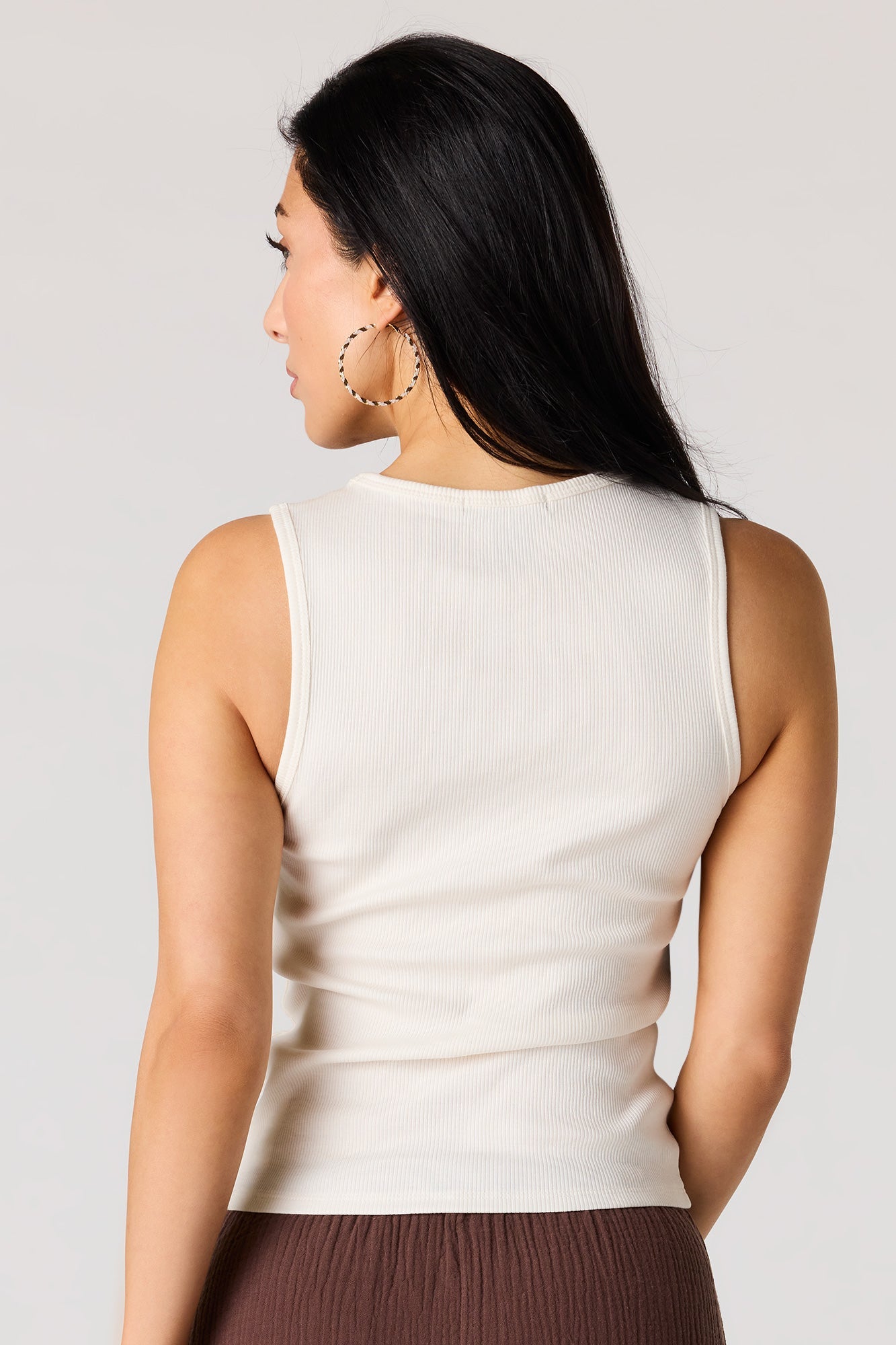 Ribbed High Neck Tank