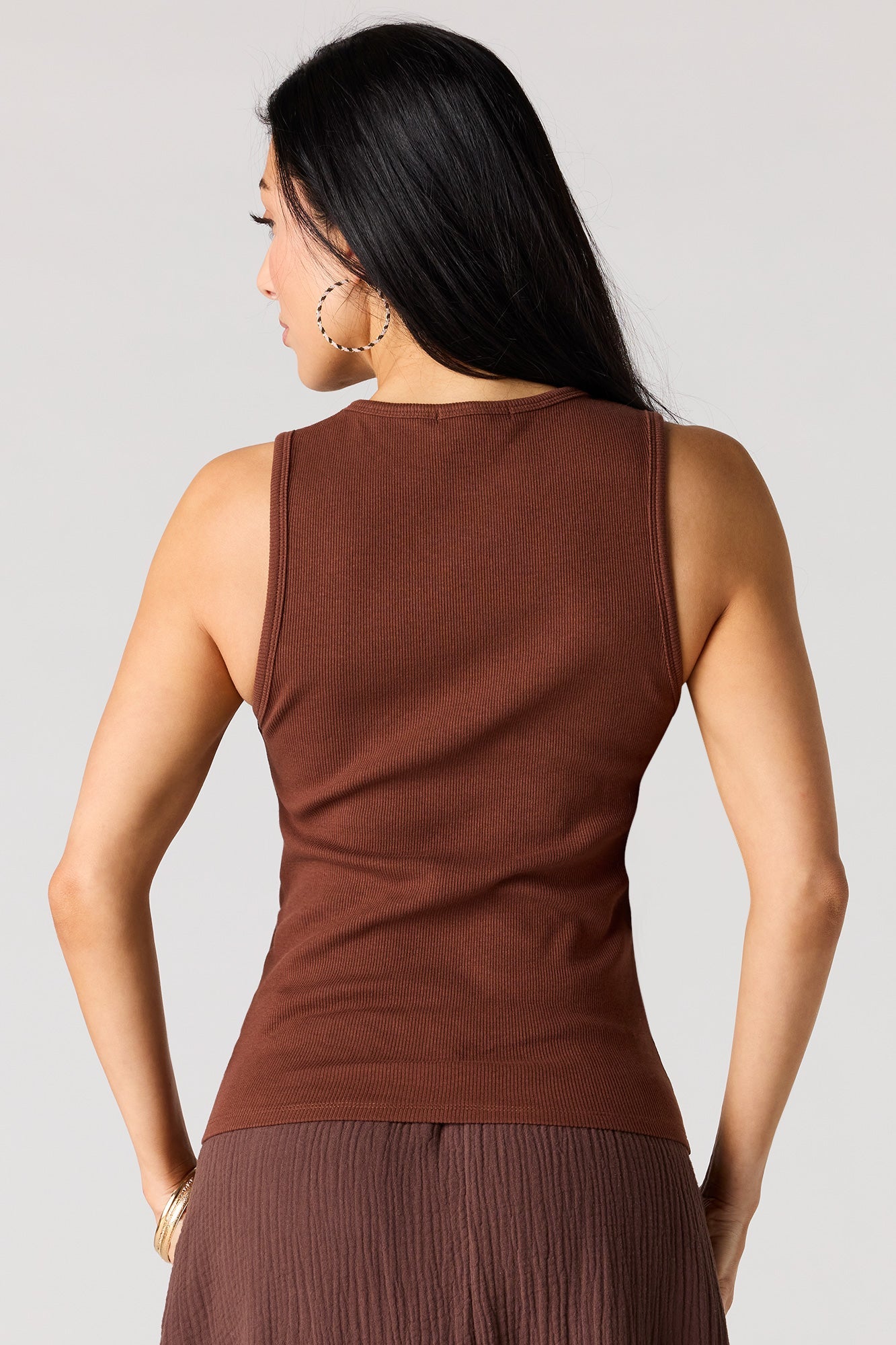 Ribbed High Neck Tank