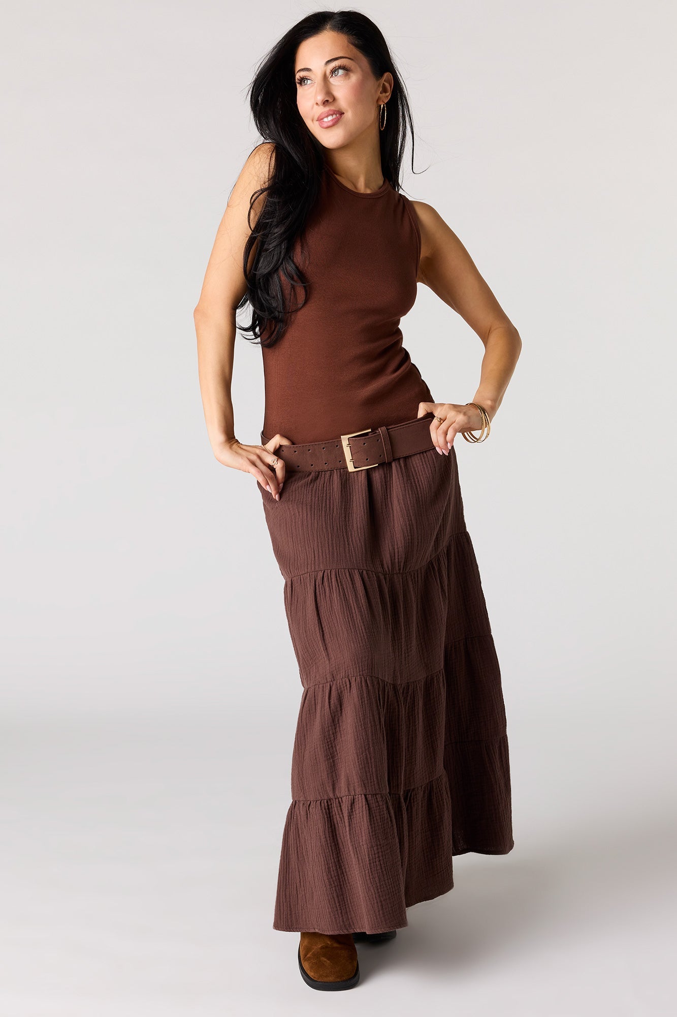 Ribbed High Neck Tank