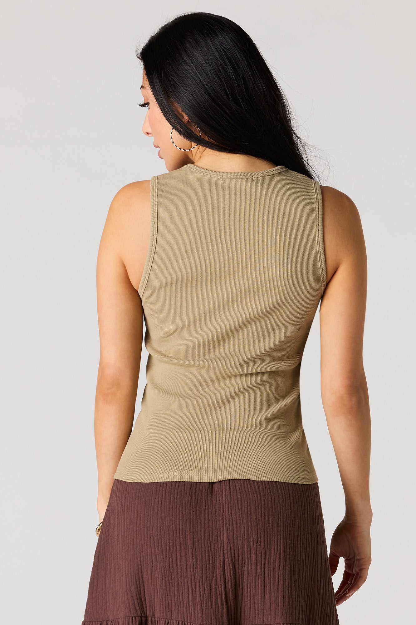 Ribbed High Neck Tank