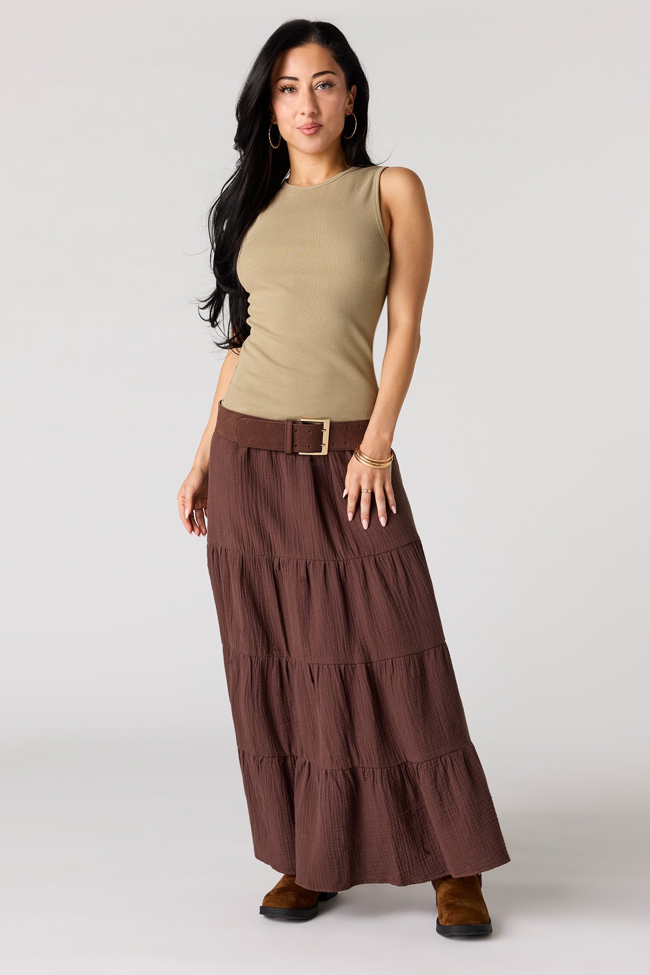 Ribbed High Neck Tank