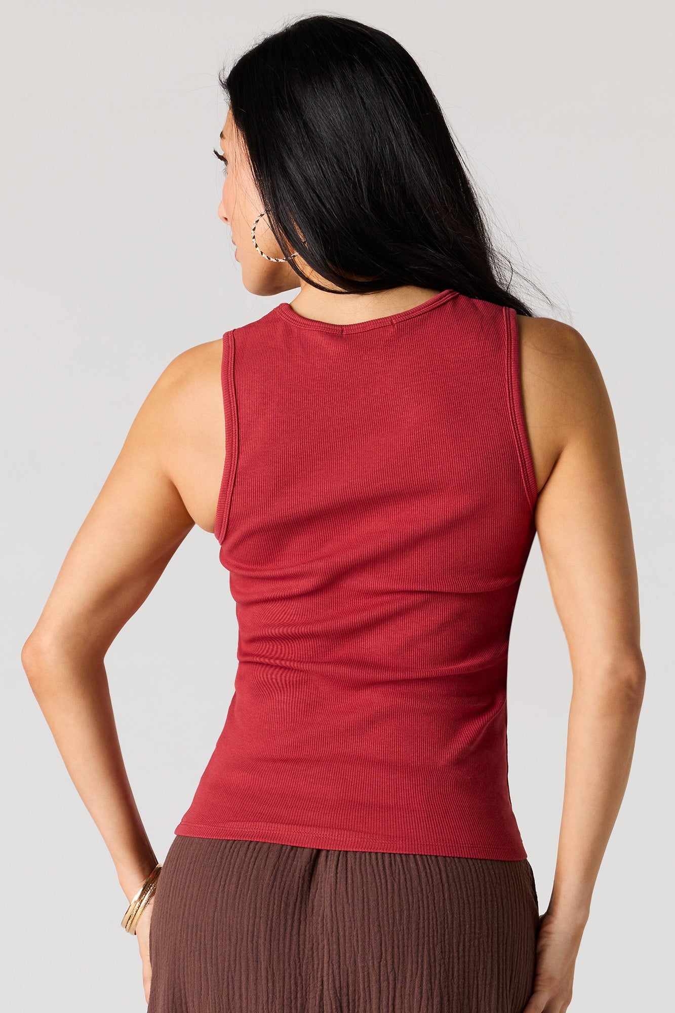 Ribbed High Neck Tank