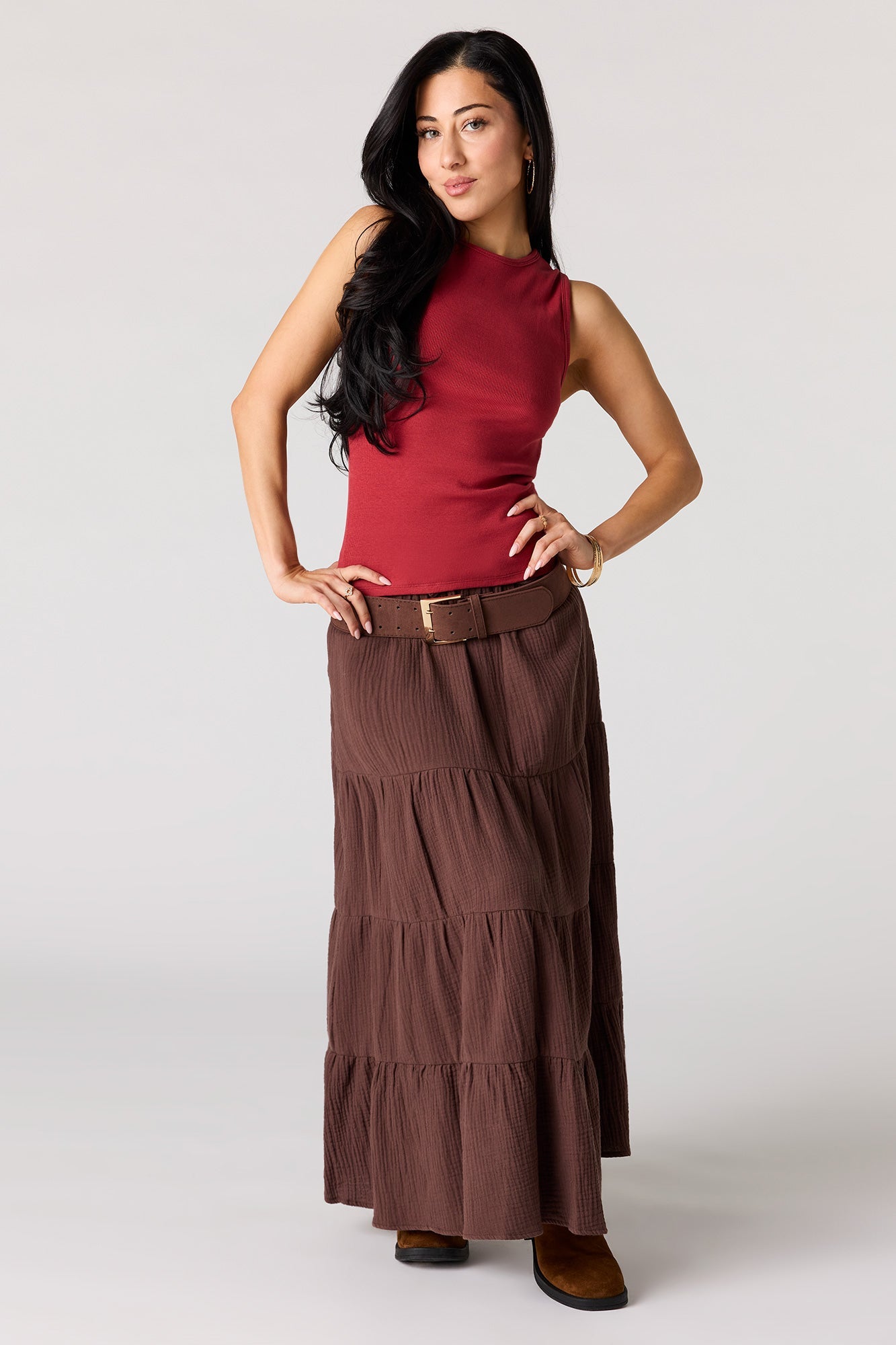 Ribbed High Neck Tank