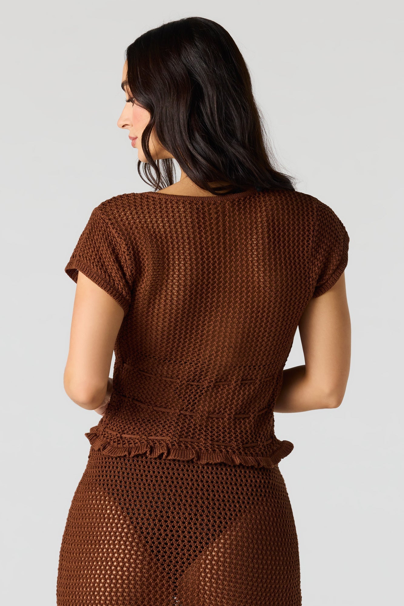 Crochet Tie Front Swim Cover Up Top