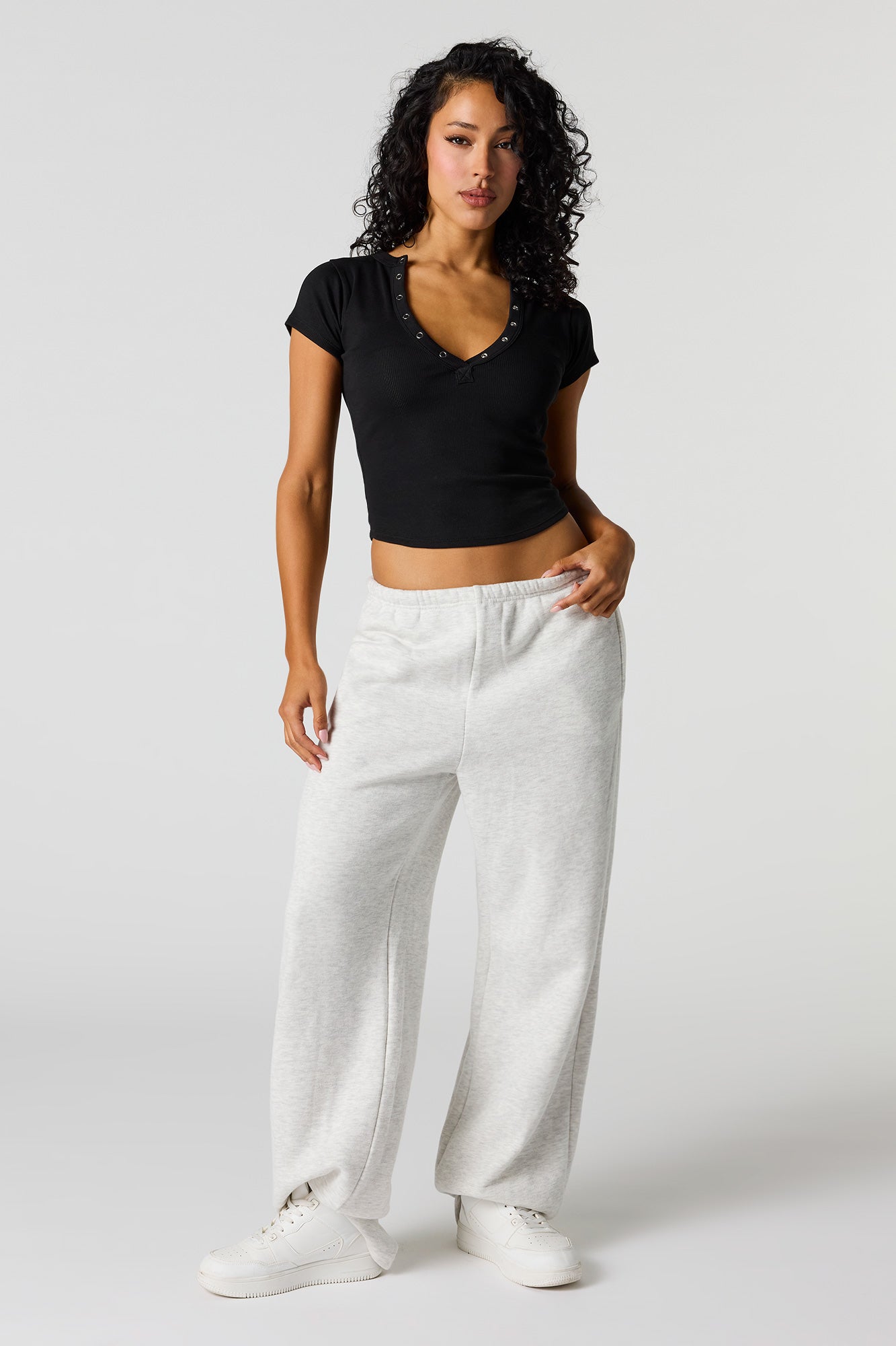 Ribbed Henley Baby Tee