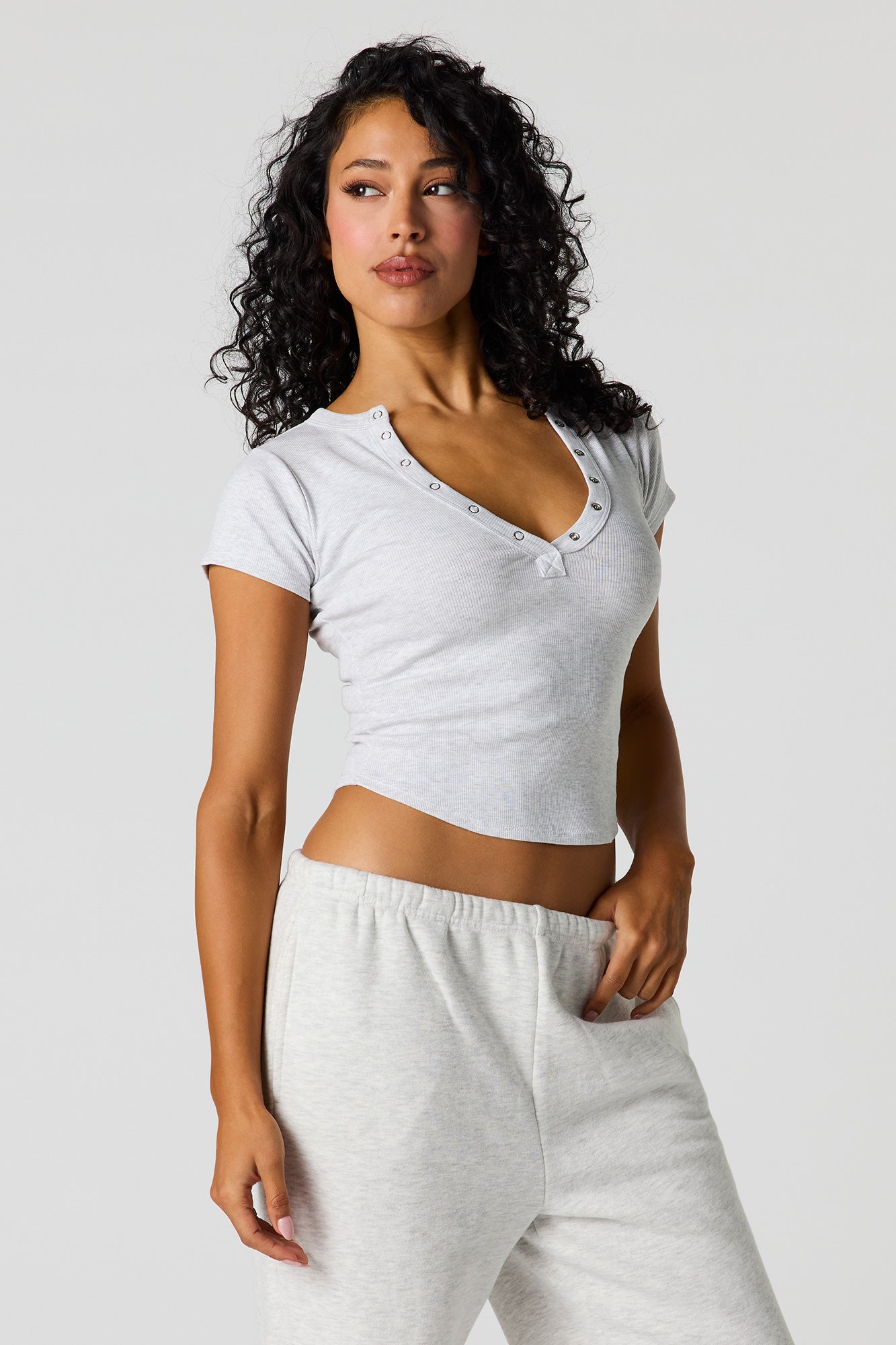 Ribbed Henley Baby Tee