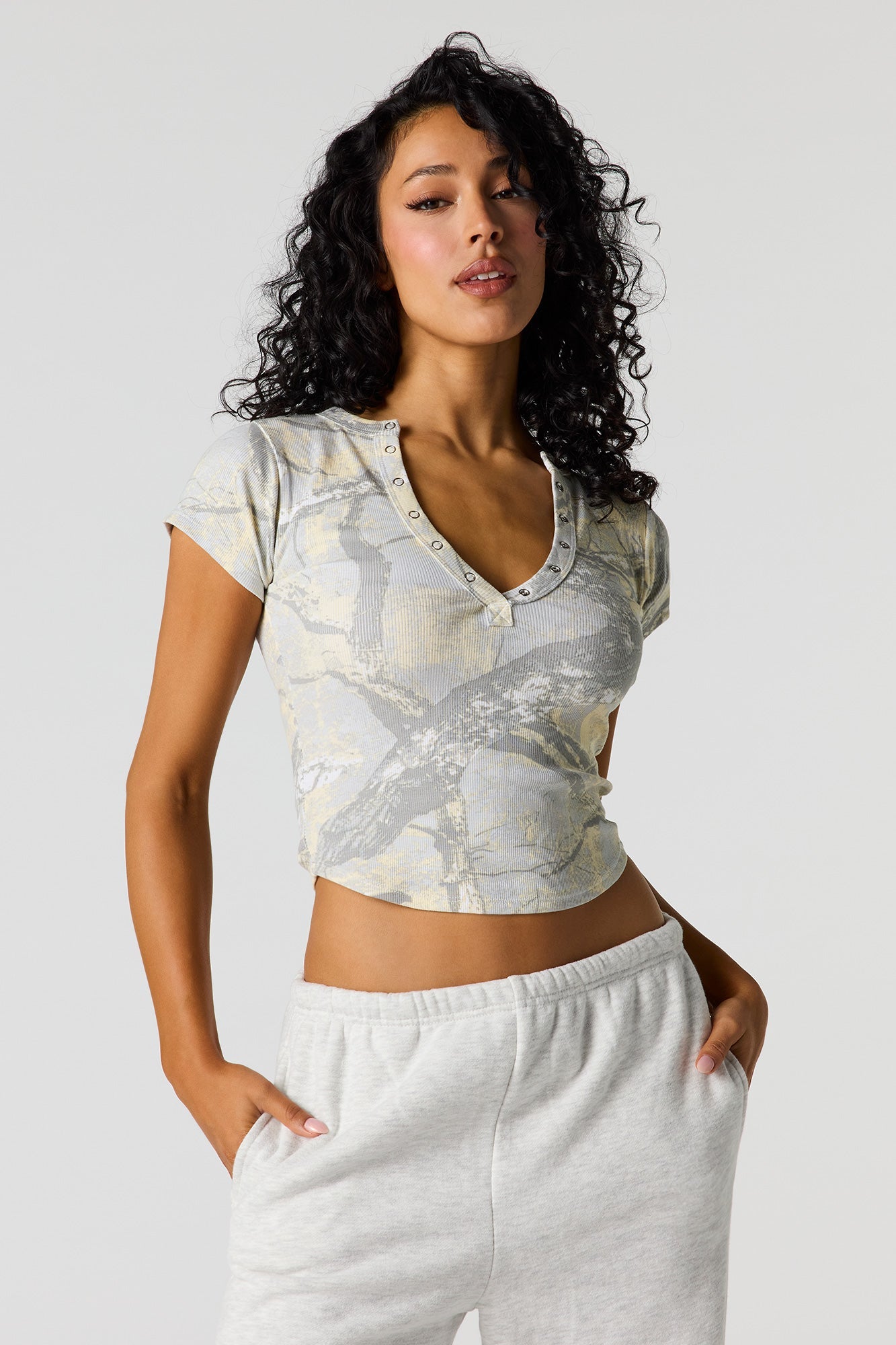 Ribbed Henley Baby Tee