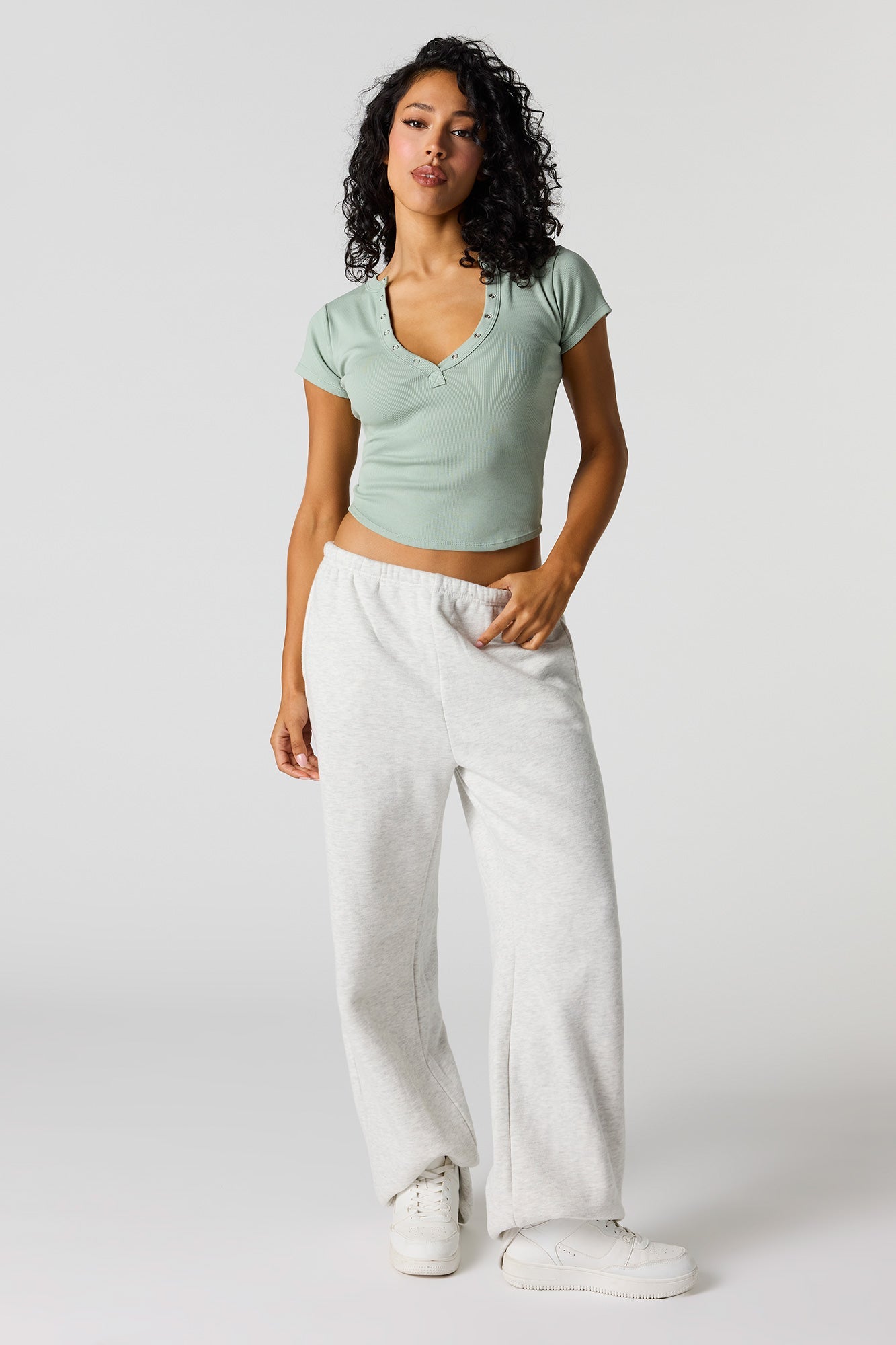 Ribbed Henley Baby Tee