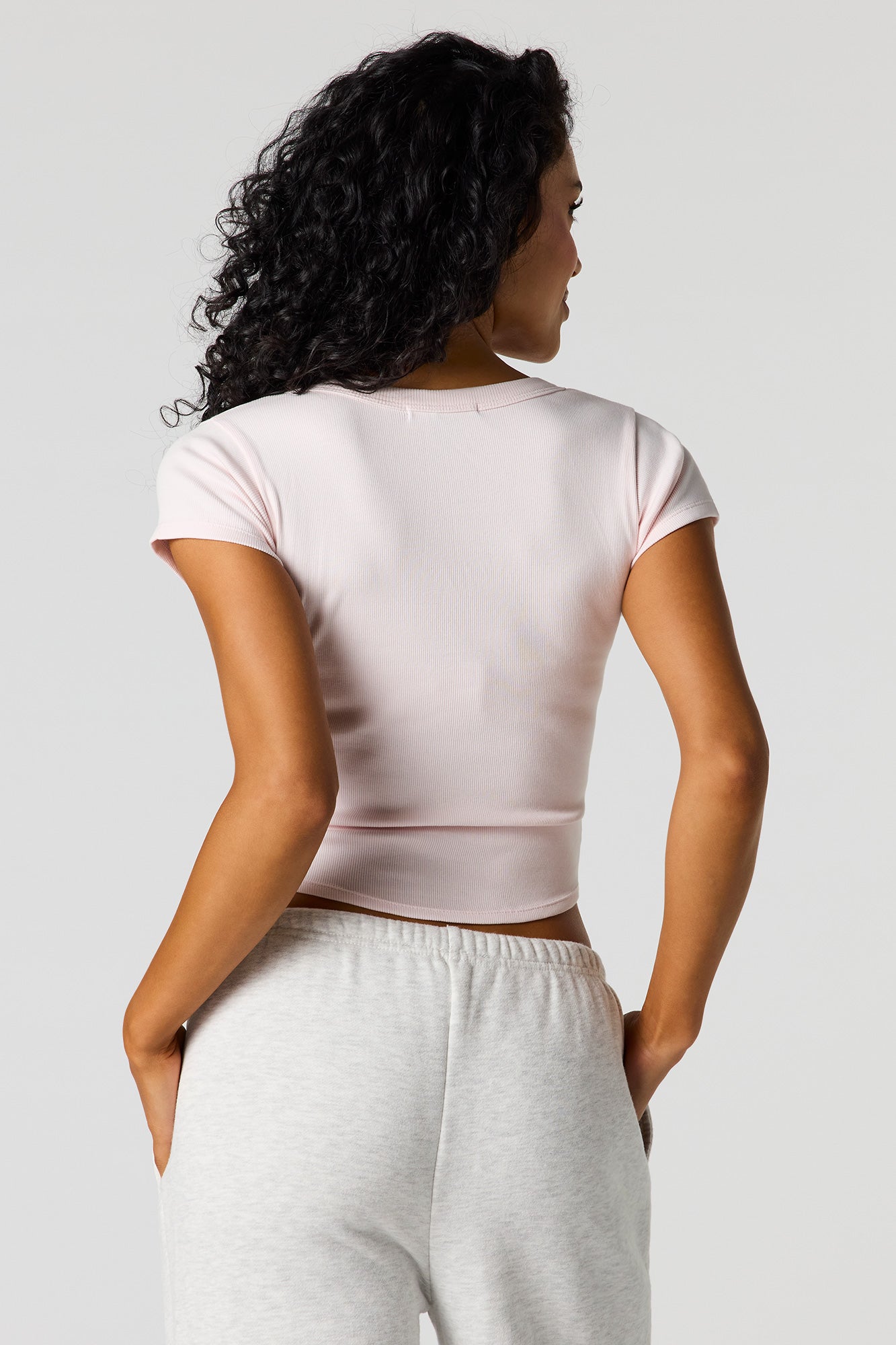 Ribbed Henley Baby Tee