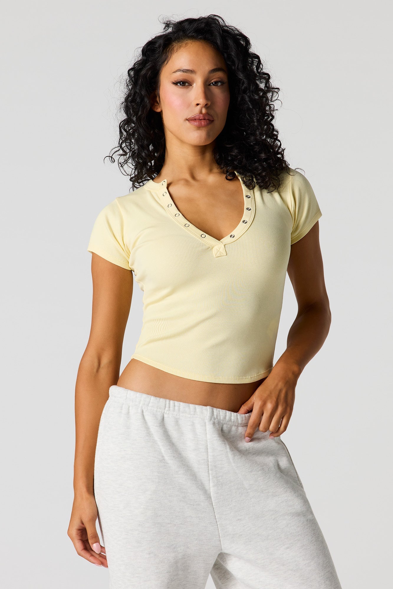 Ribbed Henley Baby Tee