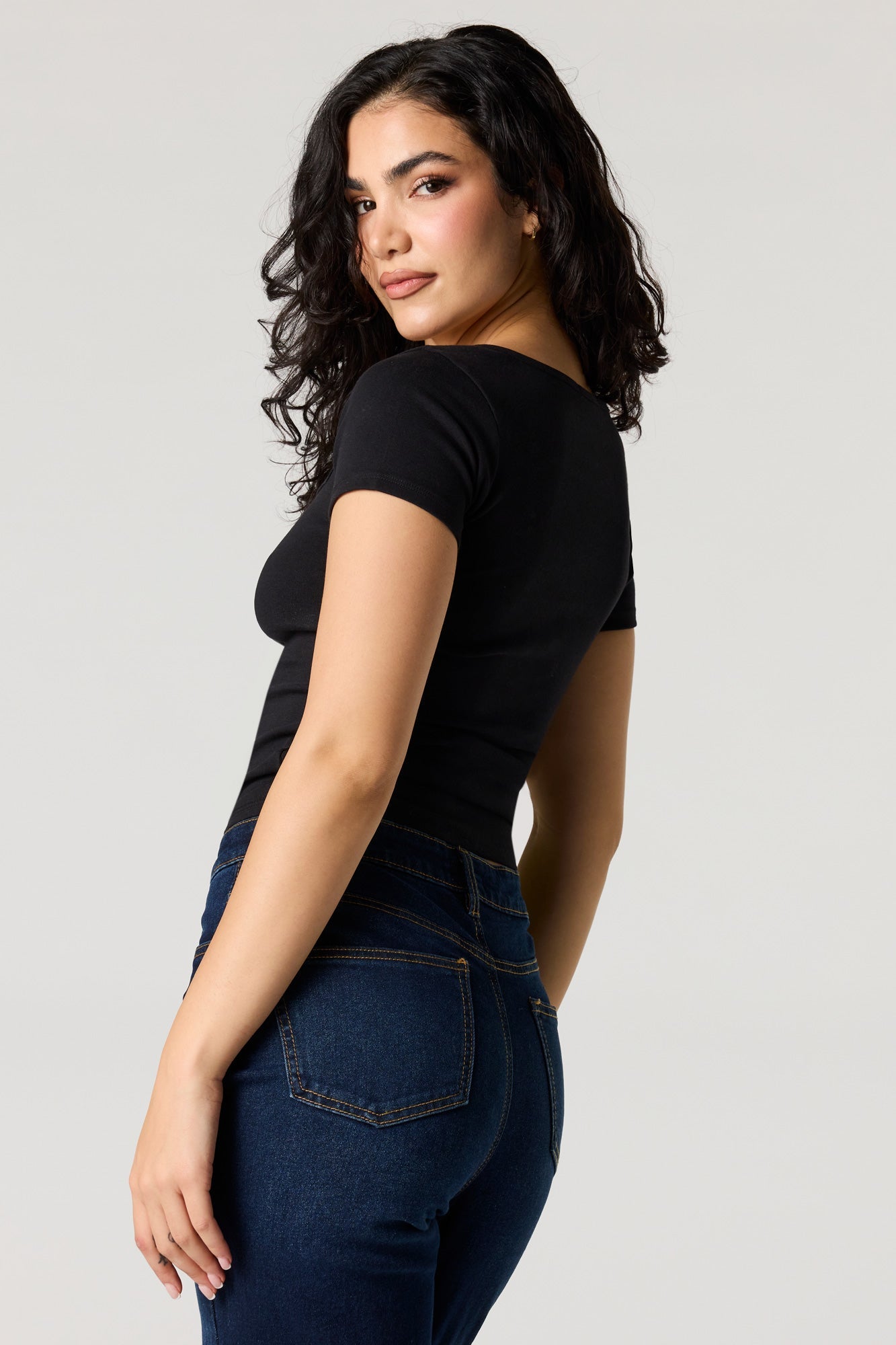 Square Neck Short Sleeve Top
