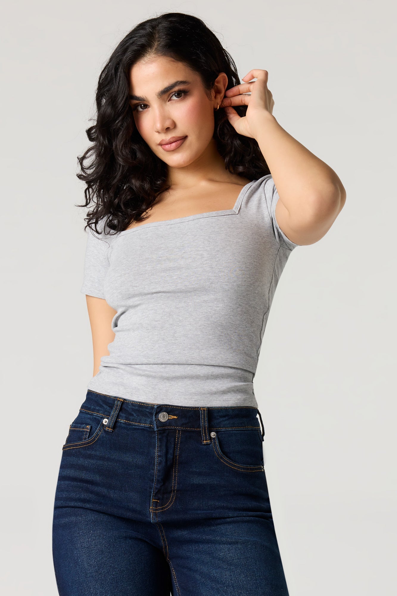Square Neck Short Sleeve Top