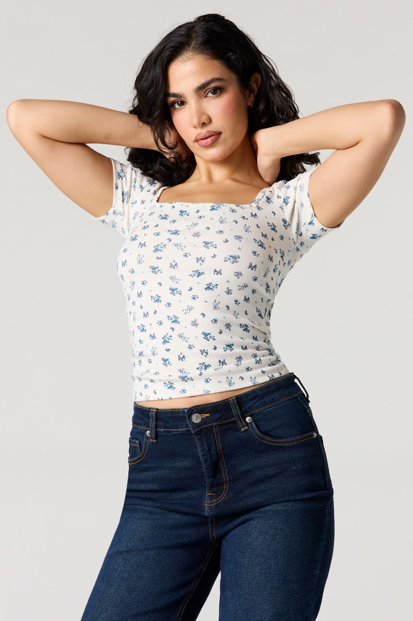 Square Neck Short Sleeve Top