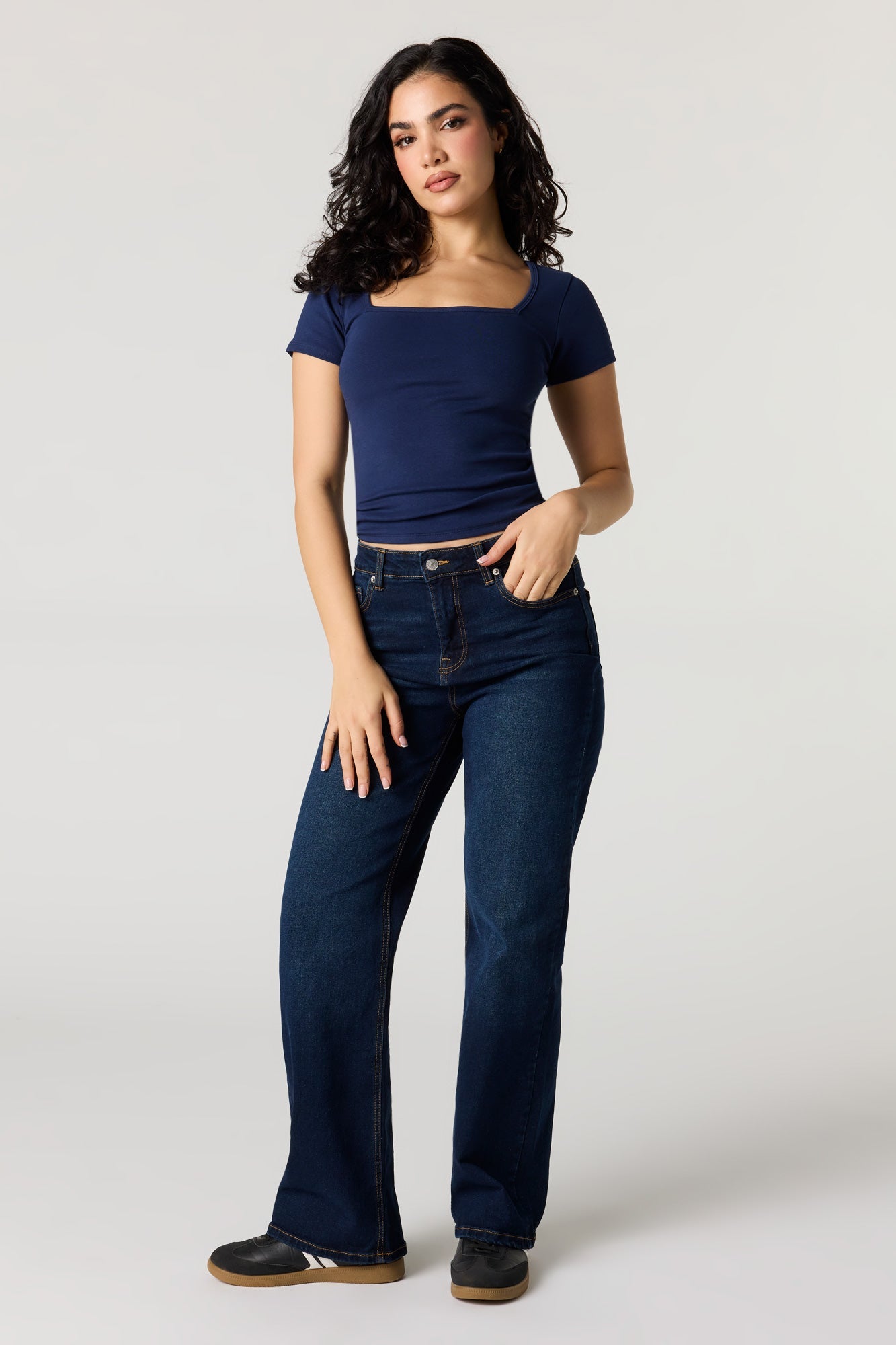 Square Neck Short Sleeve Top