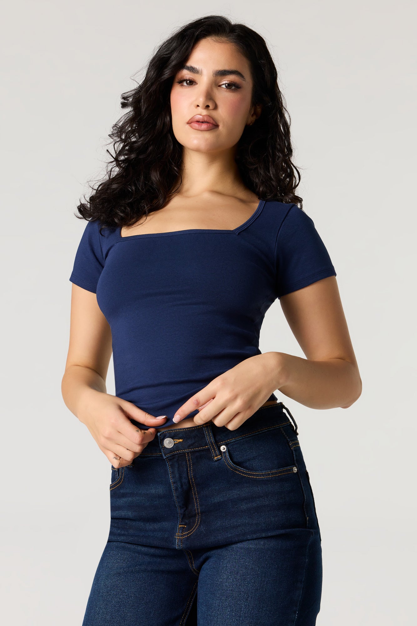 Square Neck Short Sleeve Top