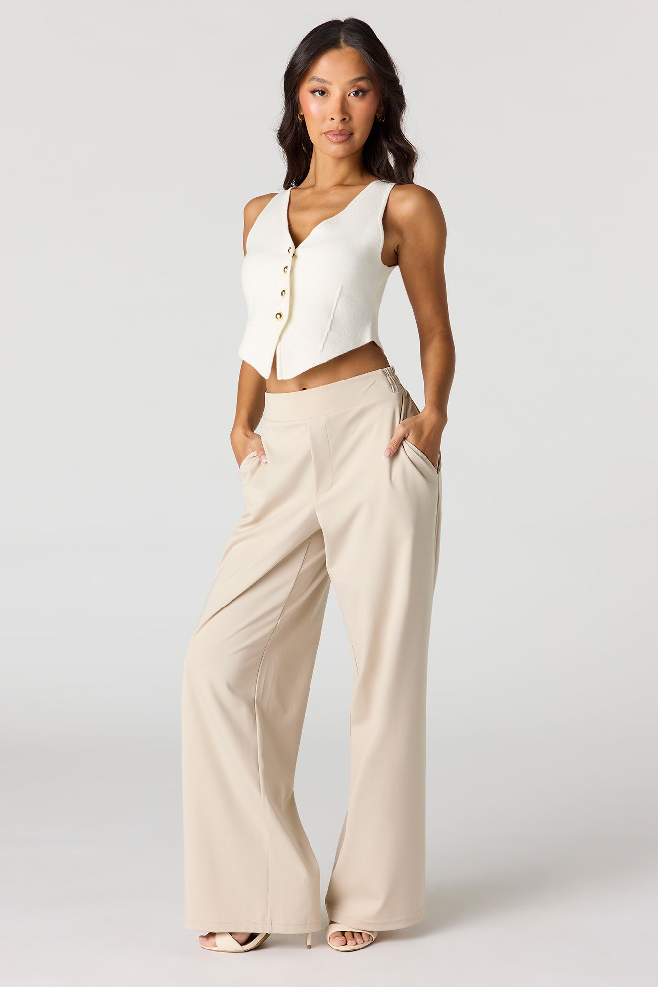 V-Neck Button Front Knit Vest