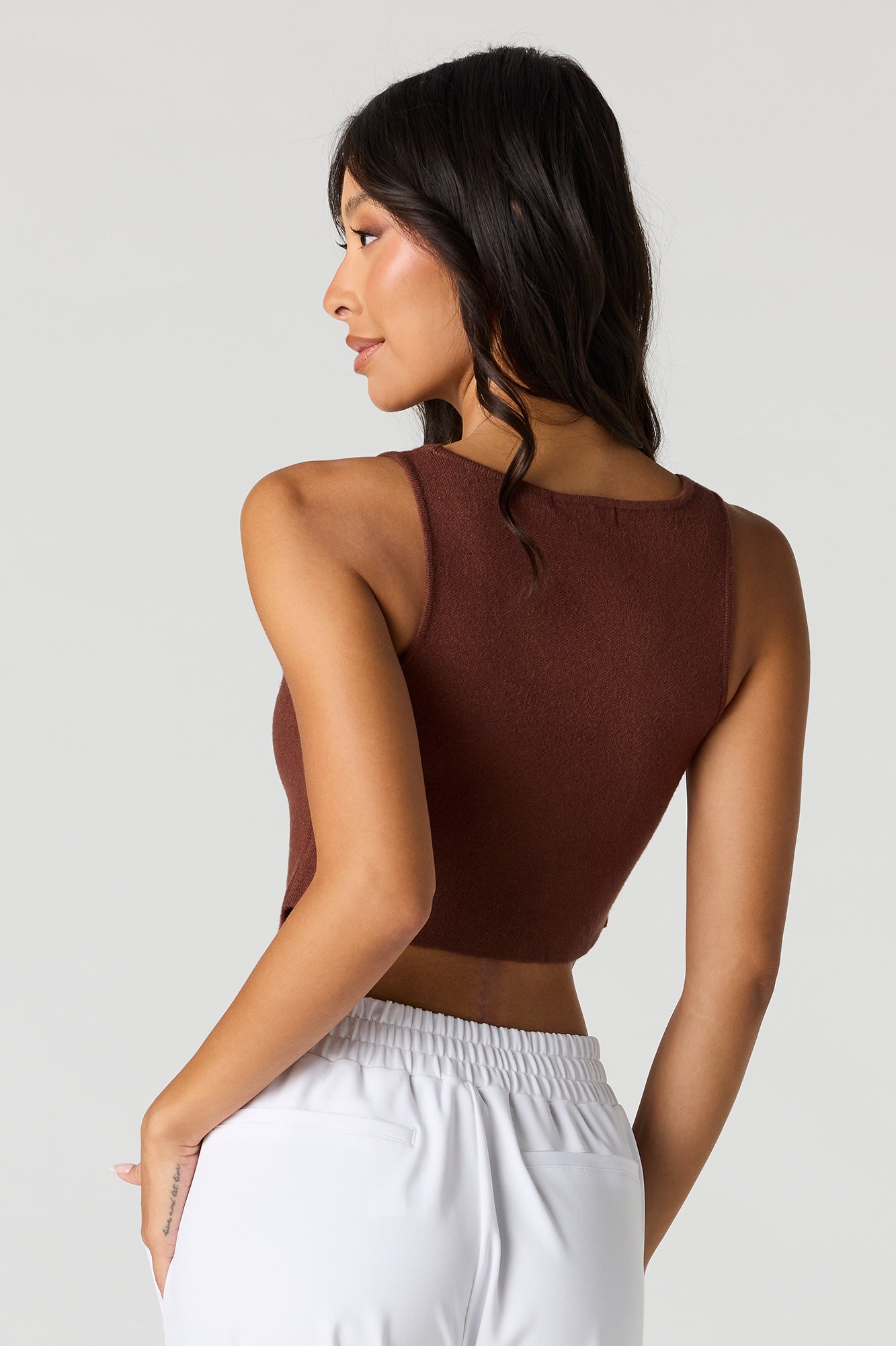 V-Neck Button Front Knit Vest