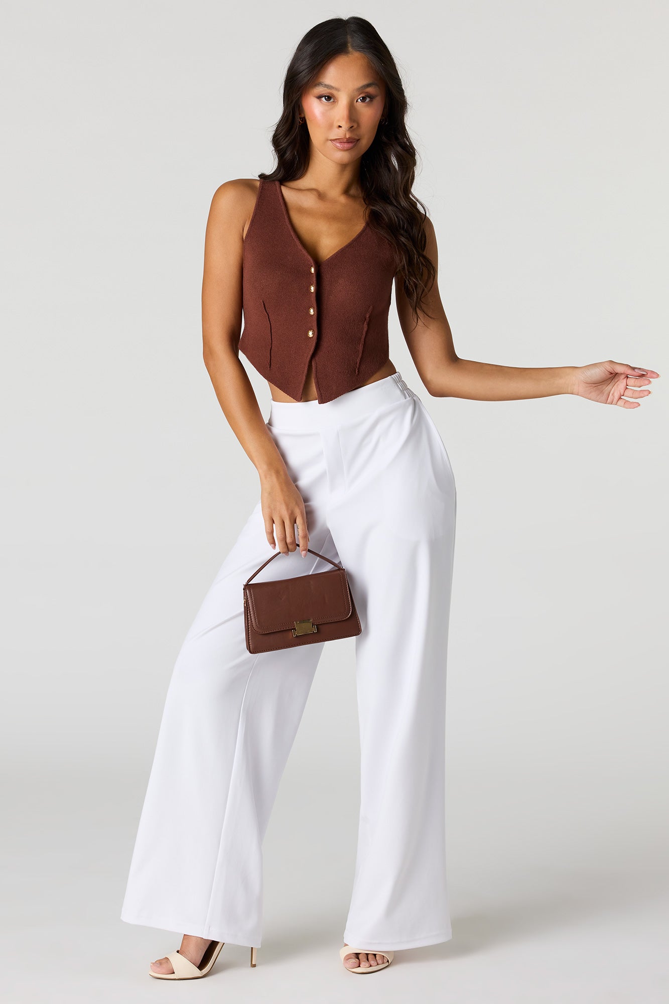 V-Neck Button Front Knit Vest