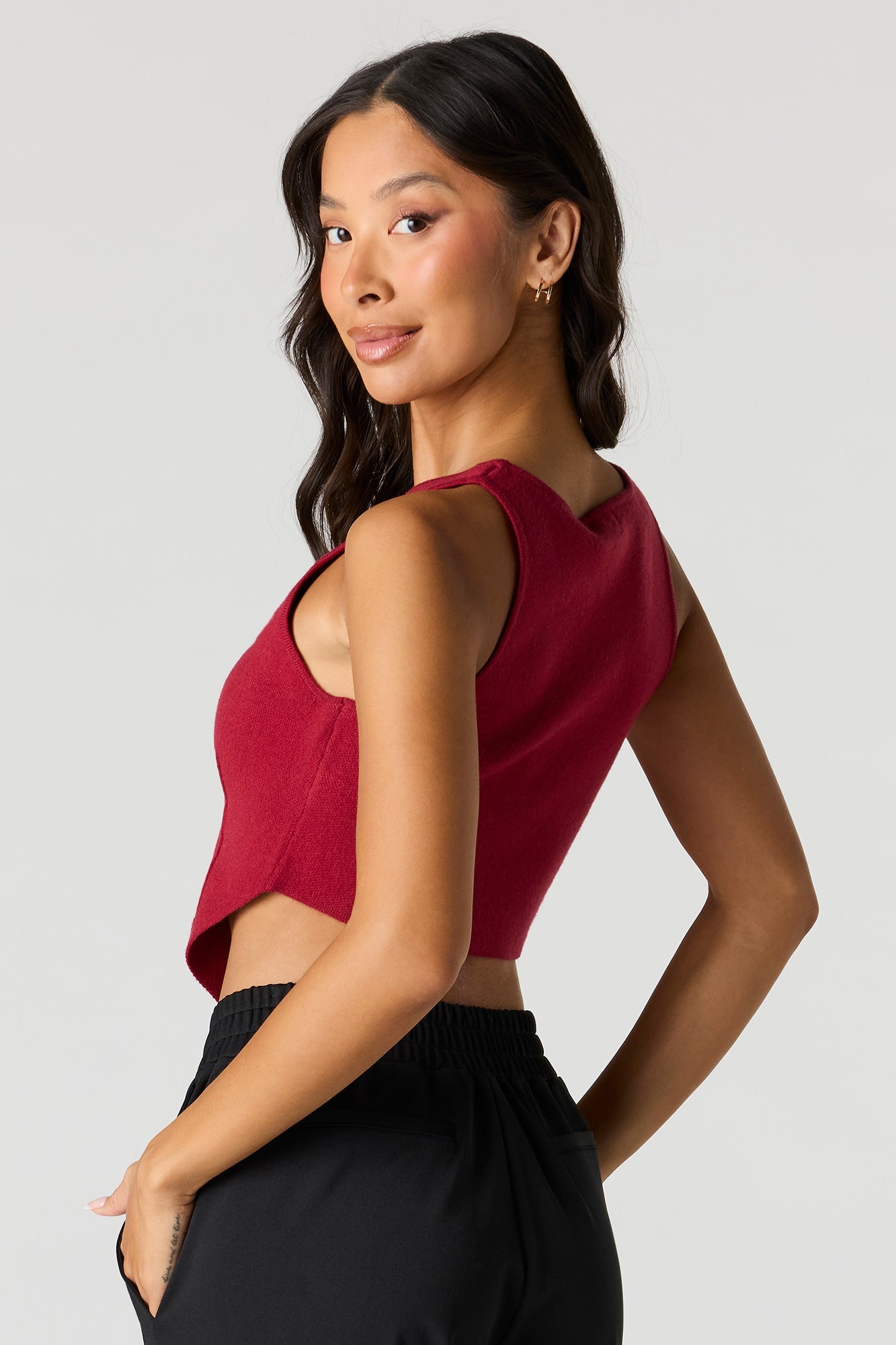 V-Neck Button Front Knit Vest