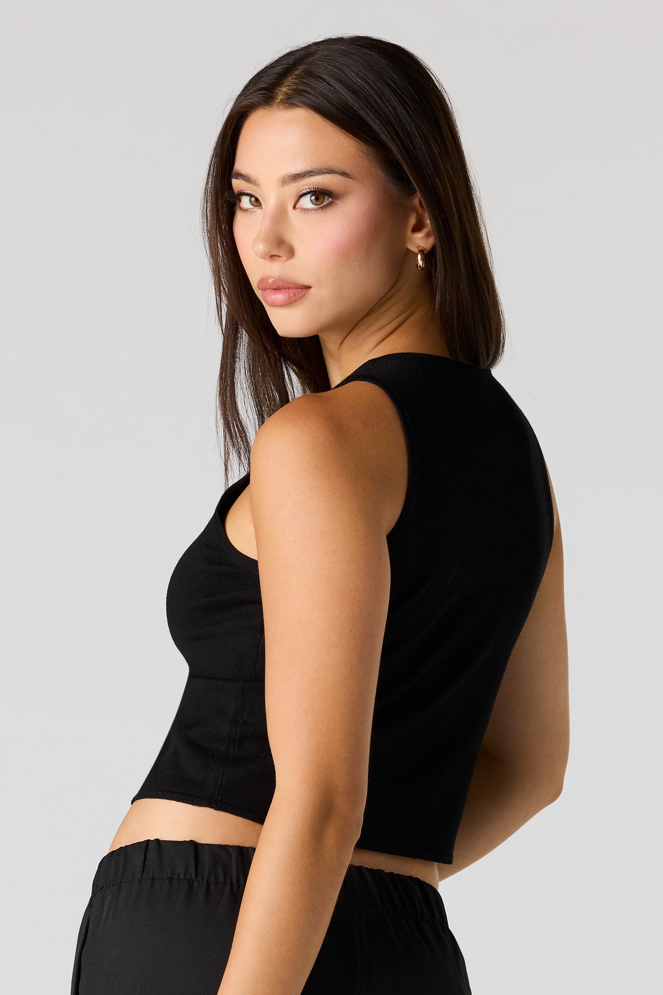 Knit Button Front Vest Top