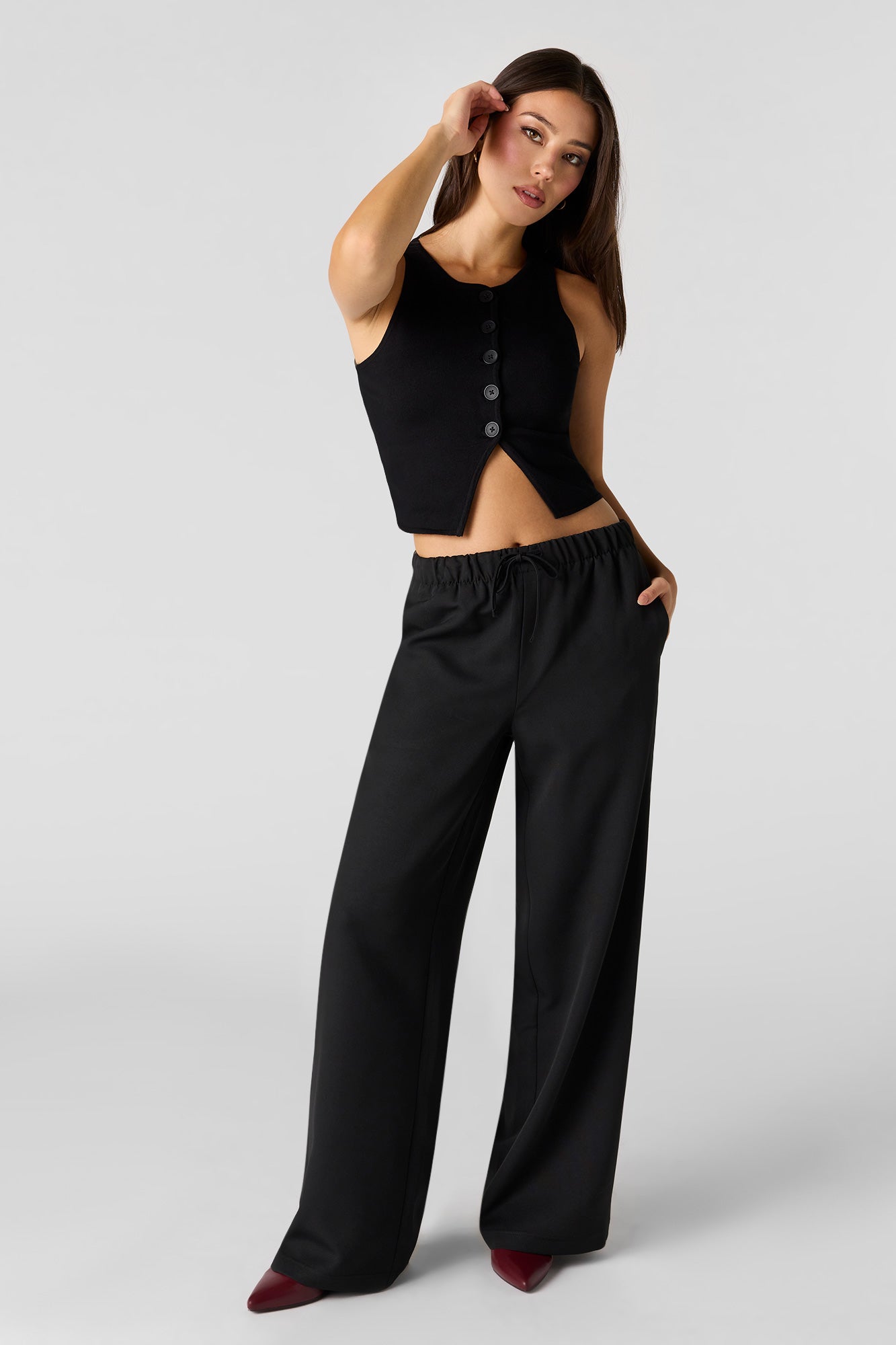 Knit Button Front Vest Top