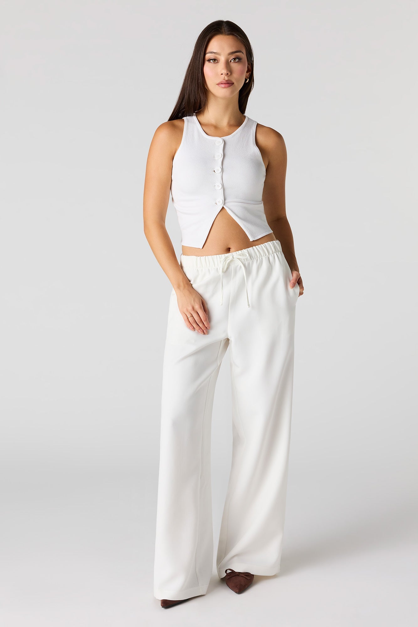 Knit Button Front Vest Top
