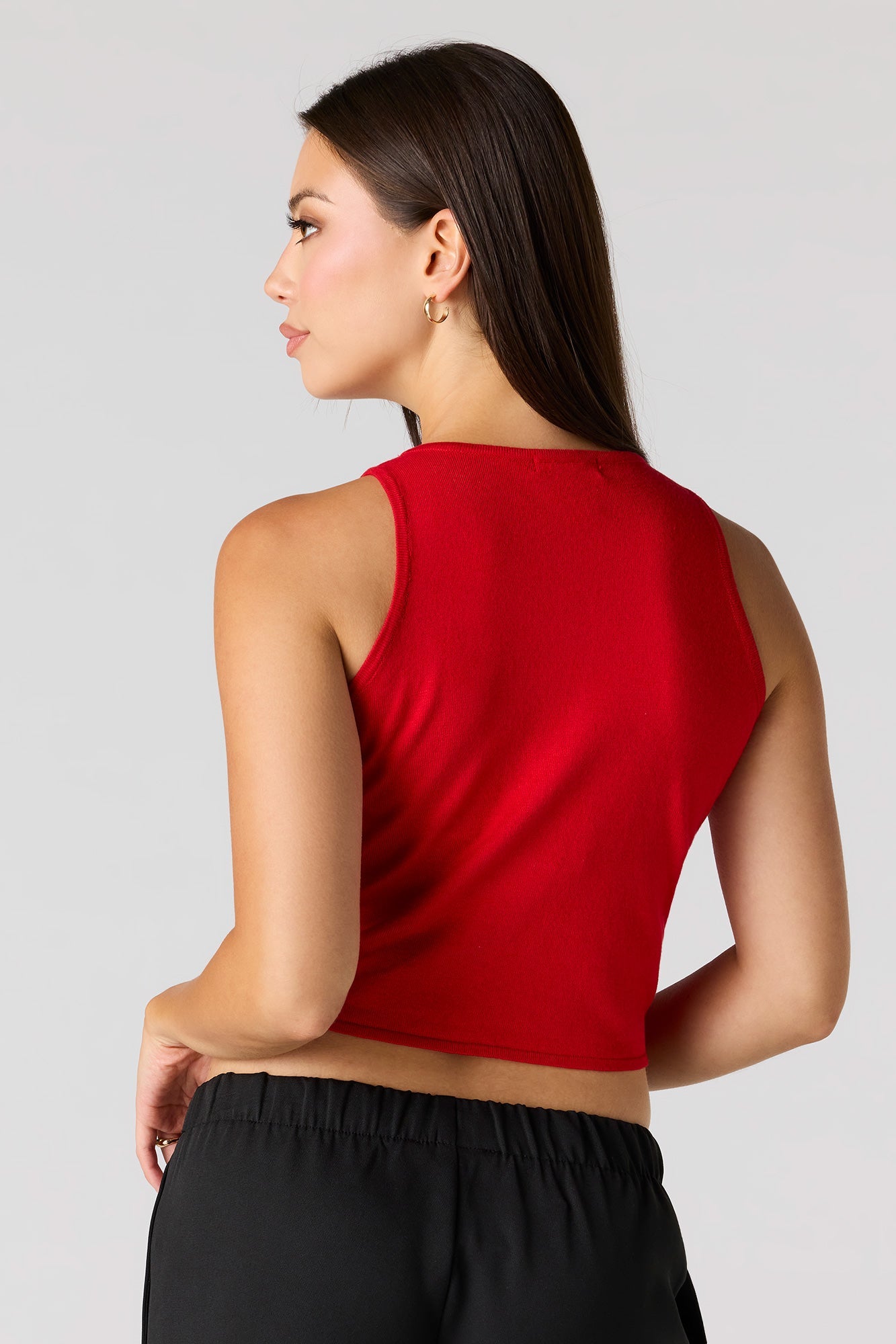 Knit Button Front Vest Top