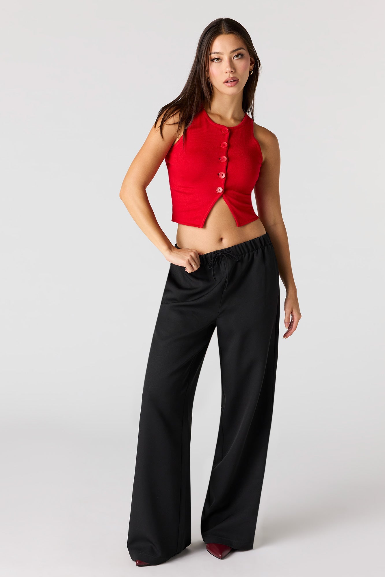 Knit Button Front Vest Top