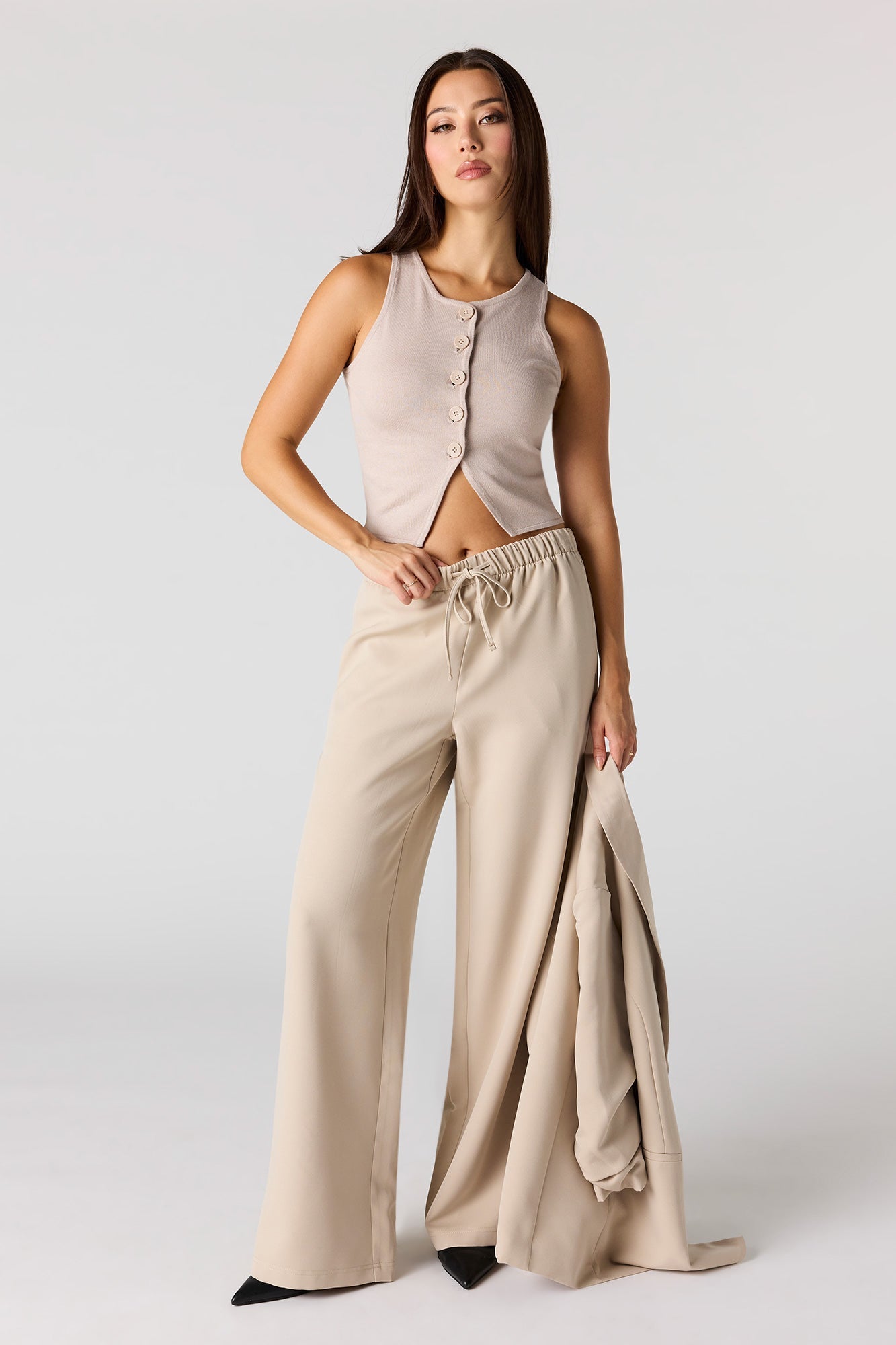 Knit Button Front Vest Top