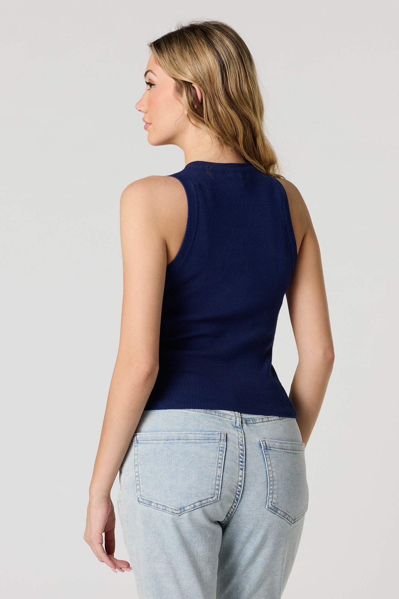 Ribbed Button-Up Tank