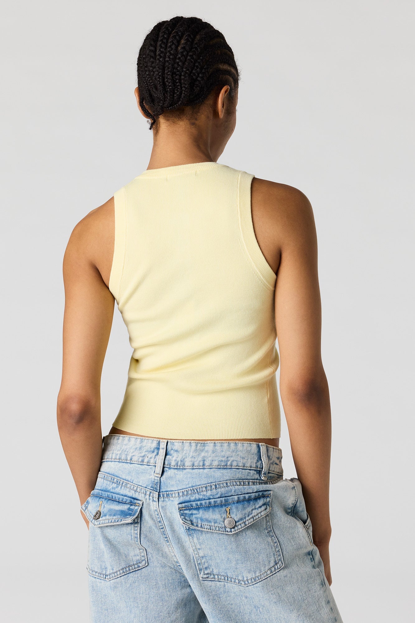 Ribbed Knit Button-Up Vest