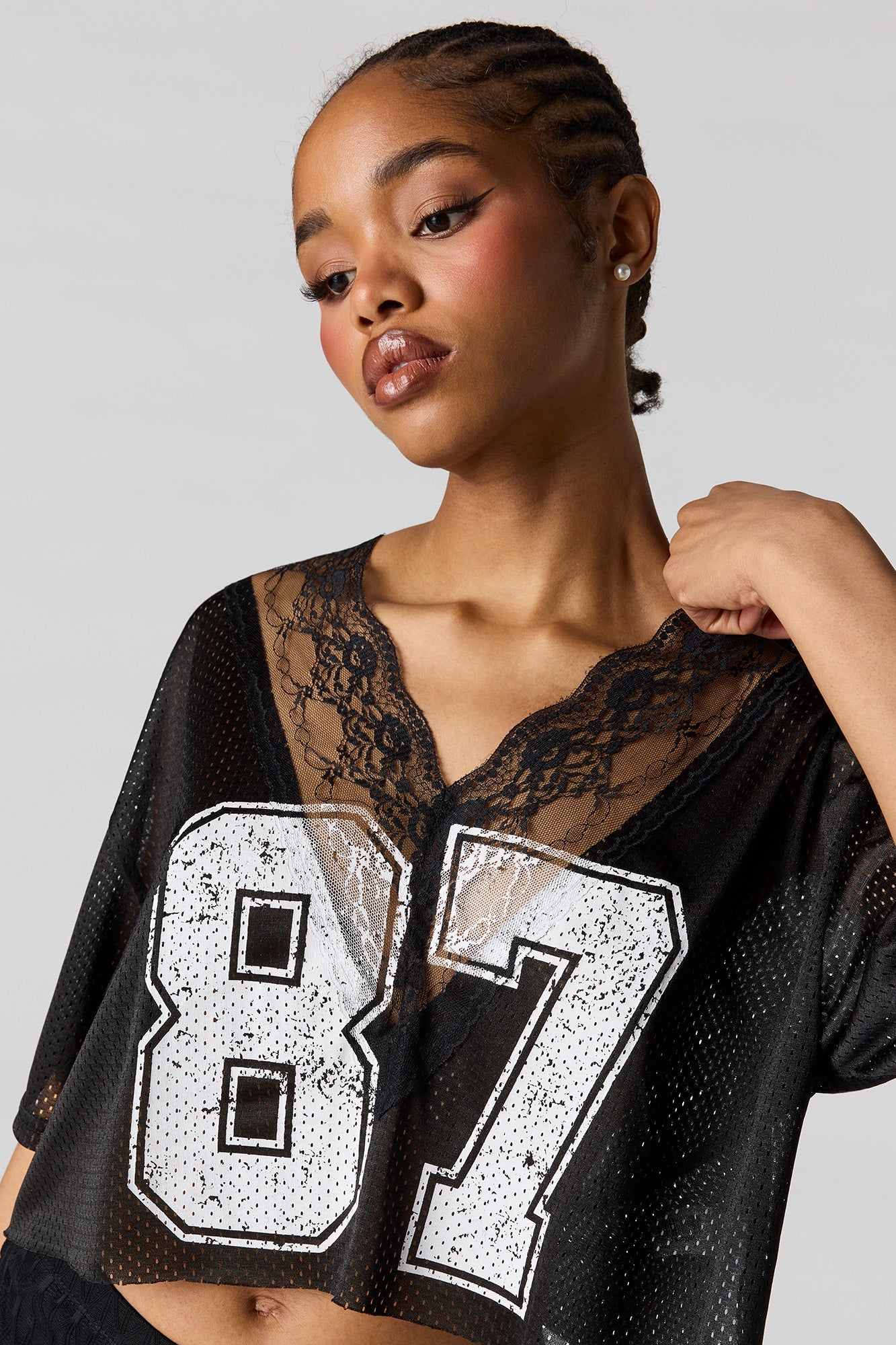 Lace Trim Graphic Jersey