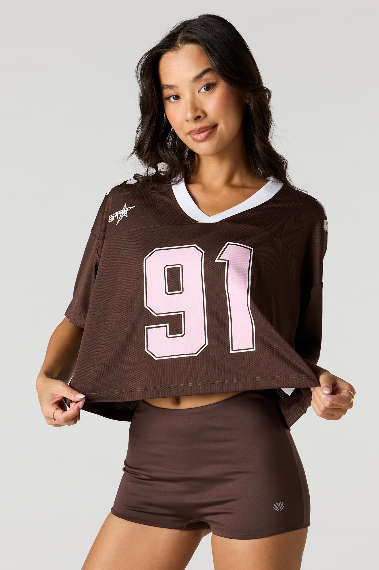 Graphic Cropped Jersey Top