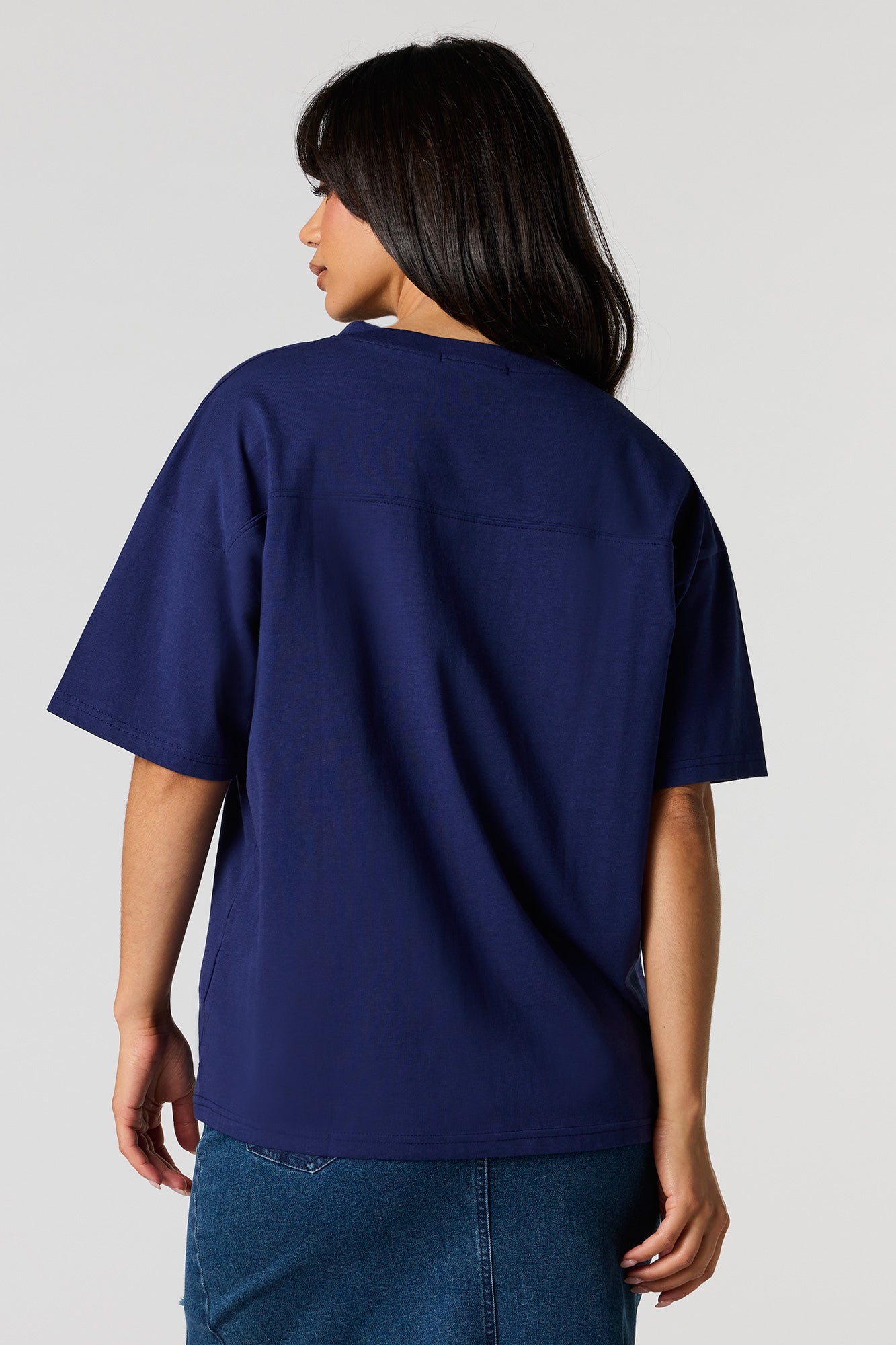 Boston Flocked Print V-Neck T-Shirt