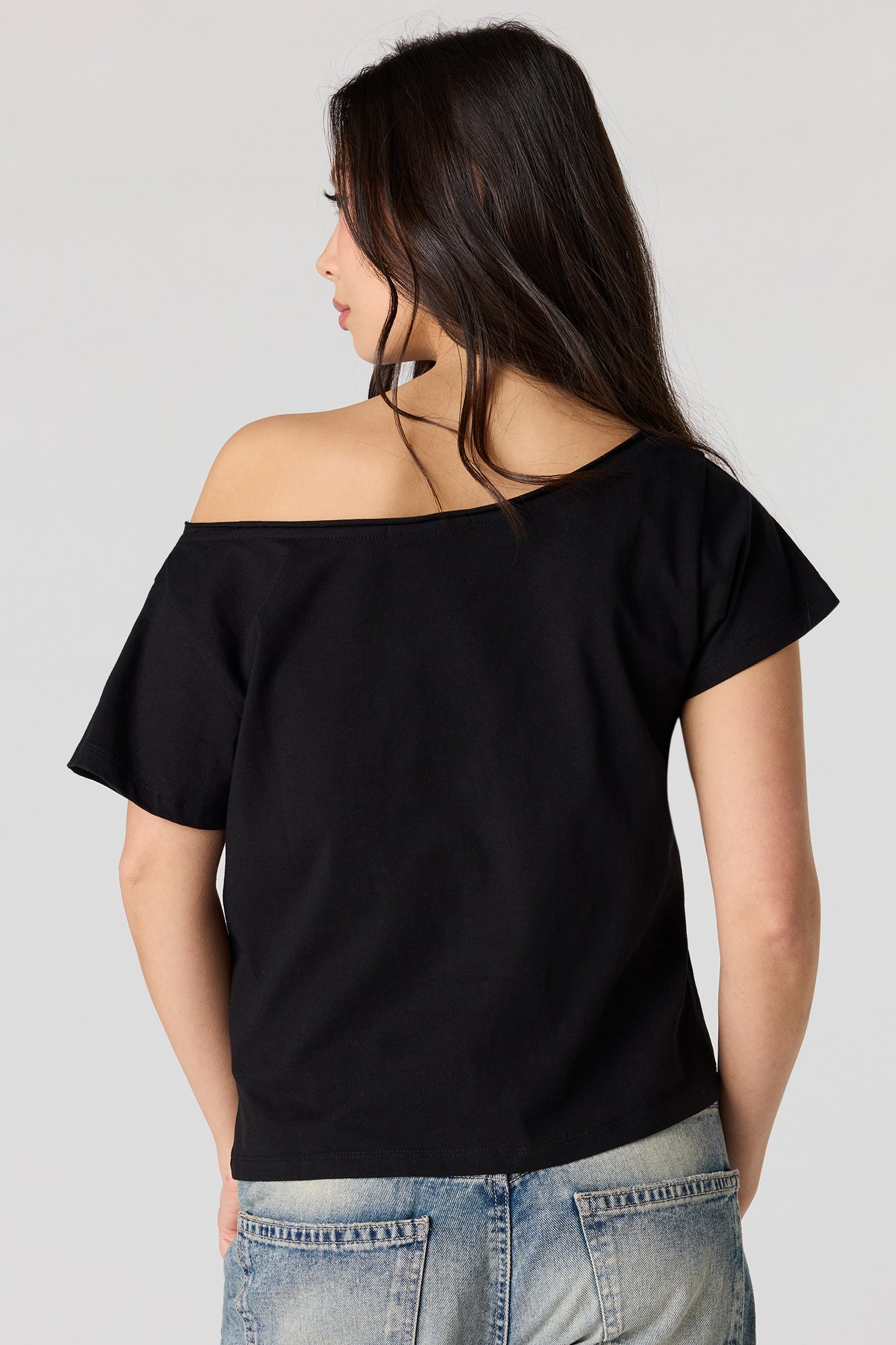 Off Shoulder Graphic T-Shirt