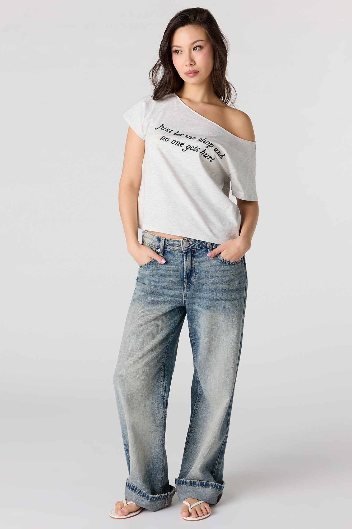 Off Shoulder Graphic T-Shirt