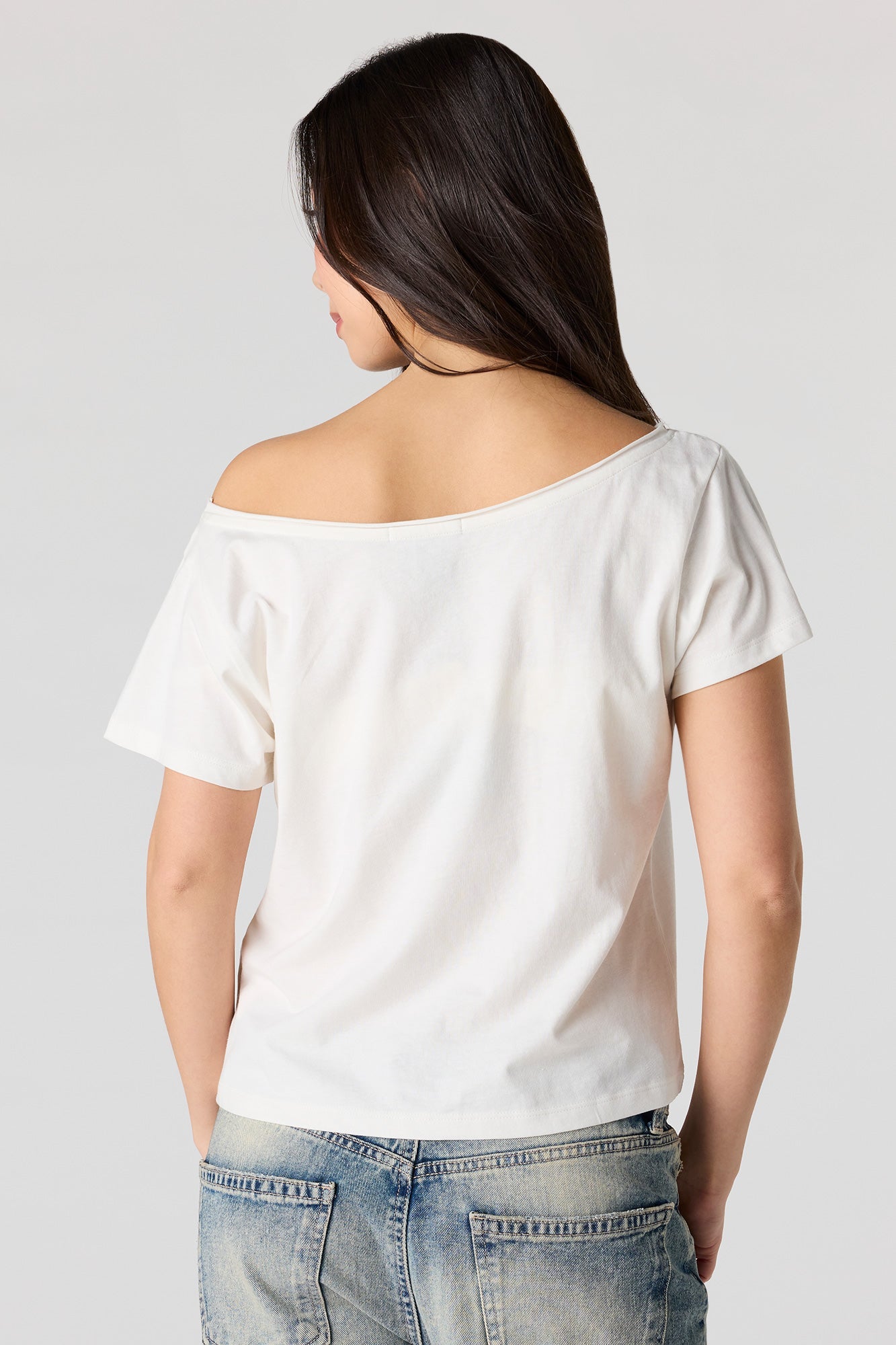 Off Shoulder Graphic T-Shirt