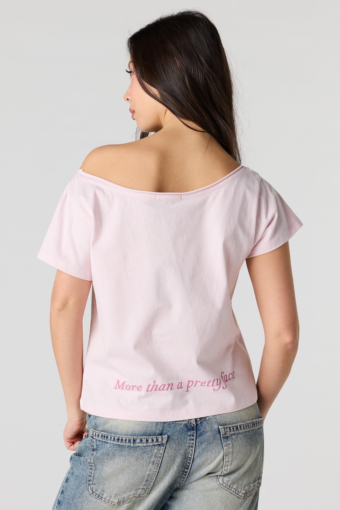 Off Shoulder Graphic T-Shirt