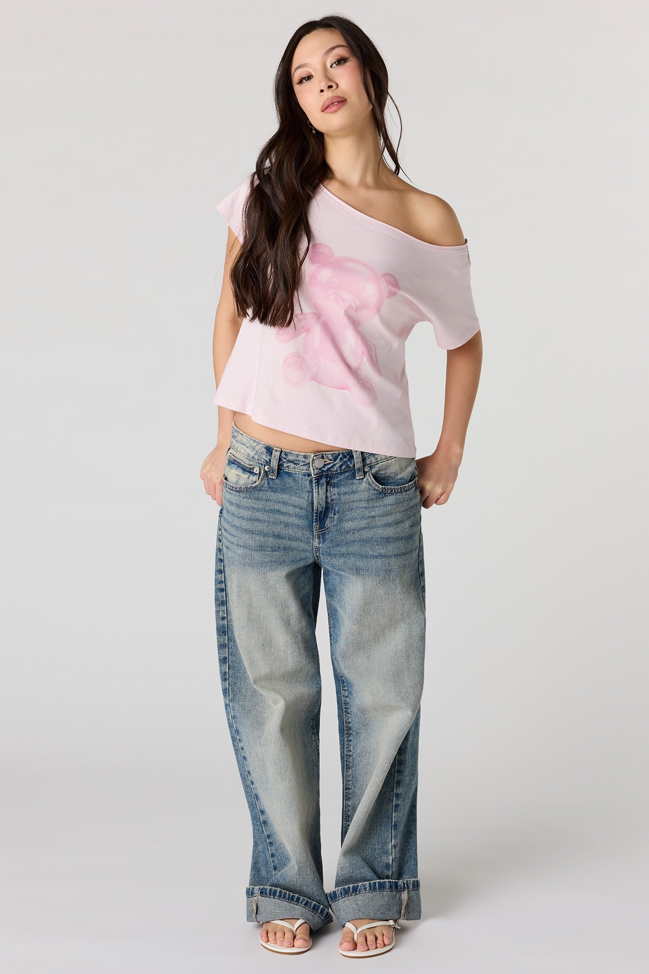 Off Shoulder Graphic T-Shirt