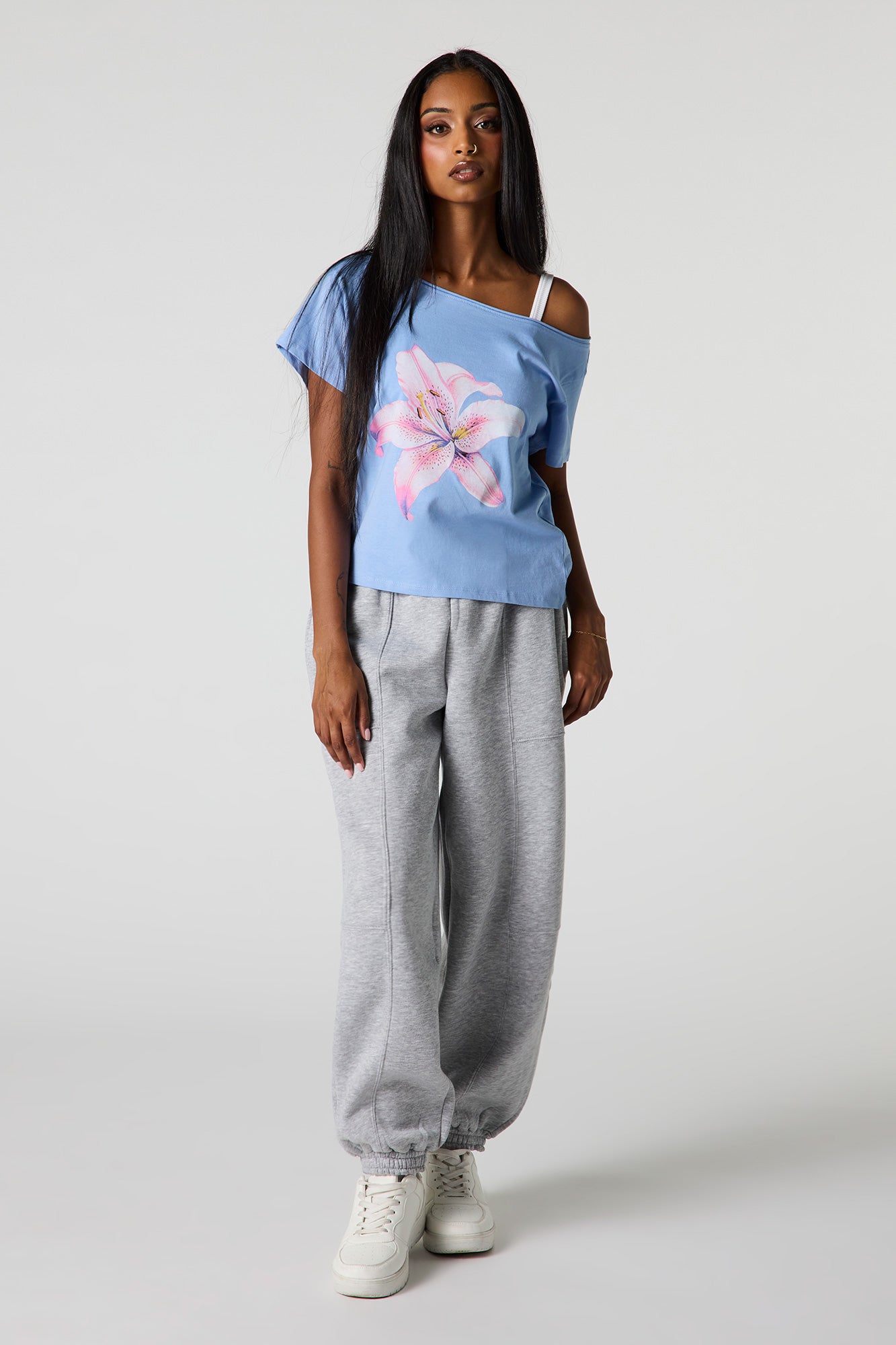 Graphic Boat Neck T-Shirt