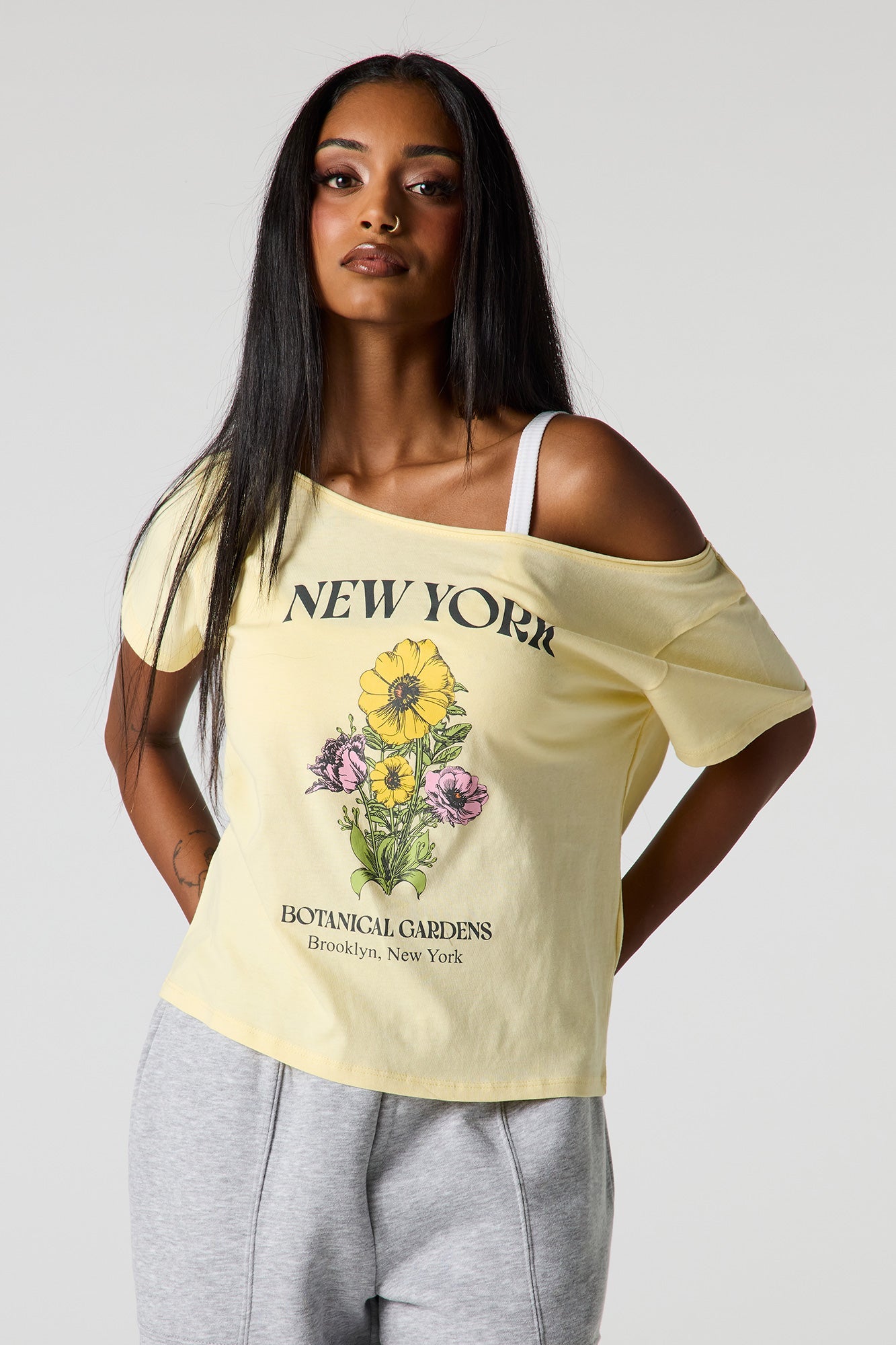 Graphic Boat Neck T-Shirt
