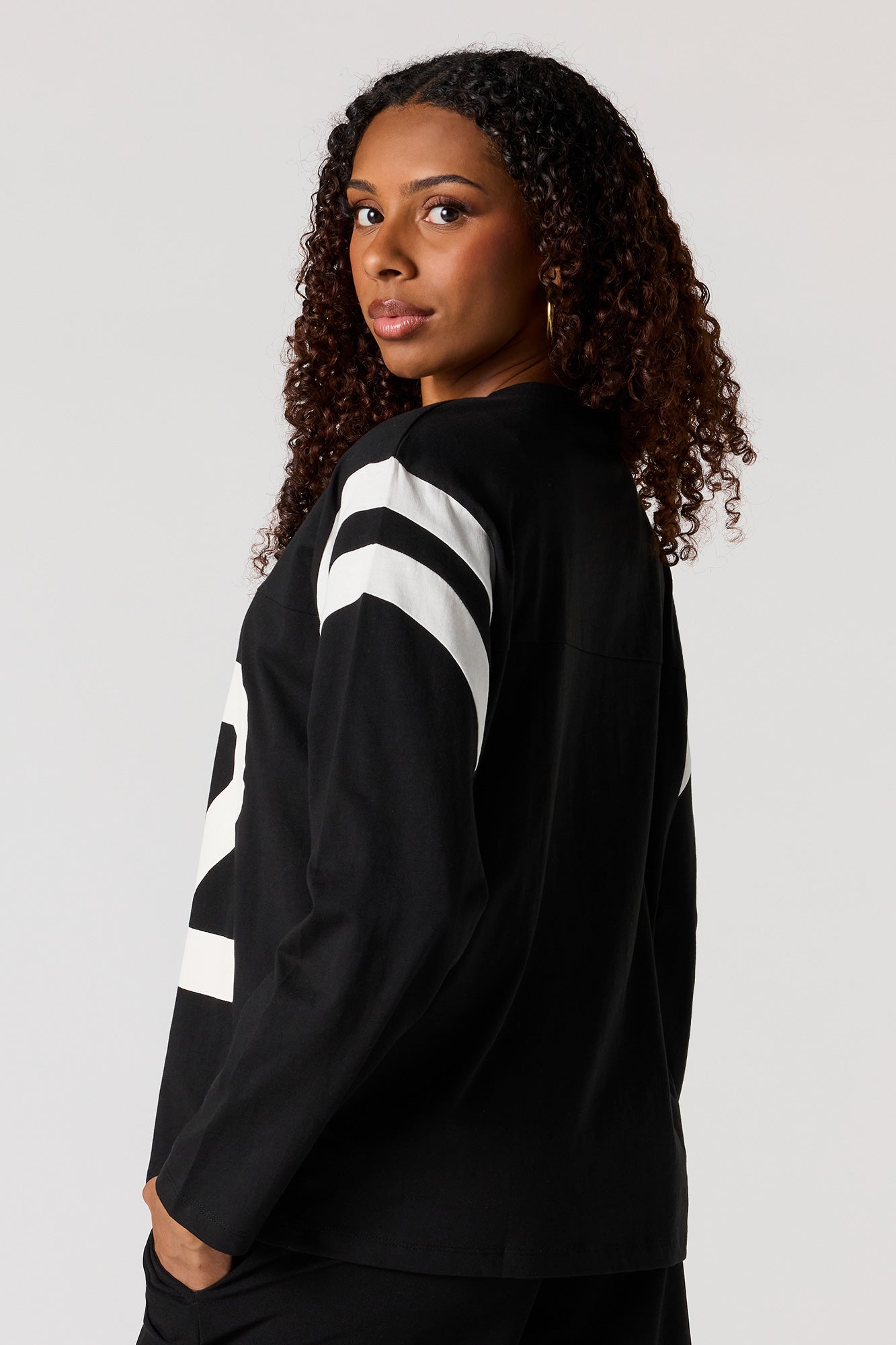 Numbered Graphic Long Sleeve Top