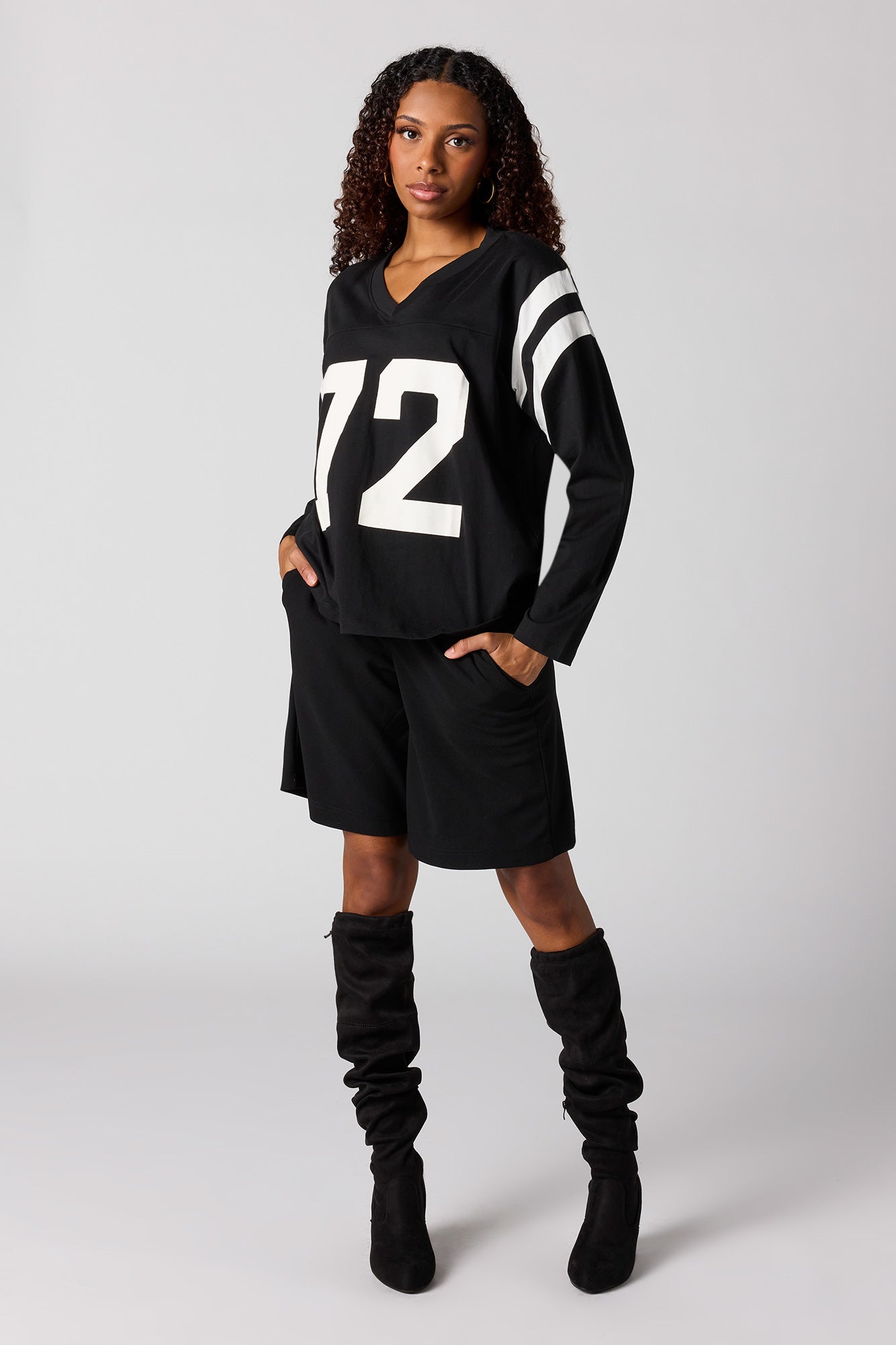 Numbered Graphic Long Sleeve Top